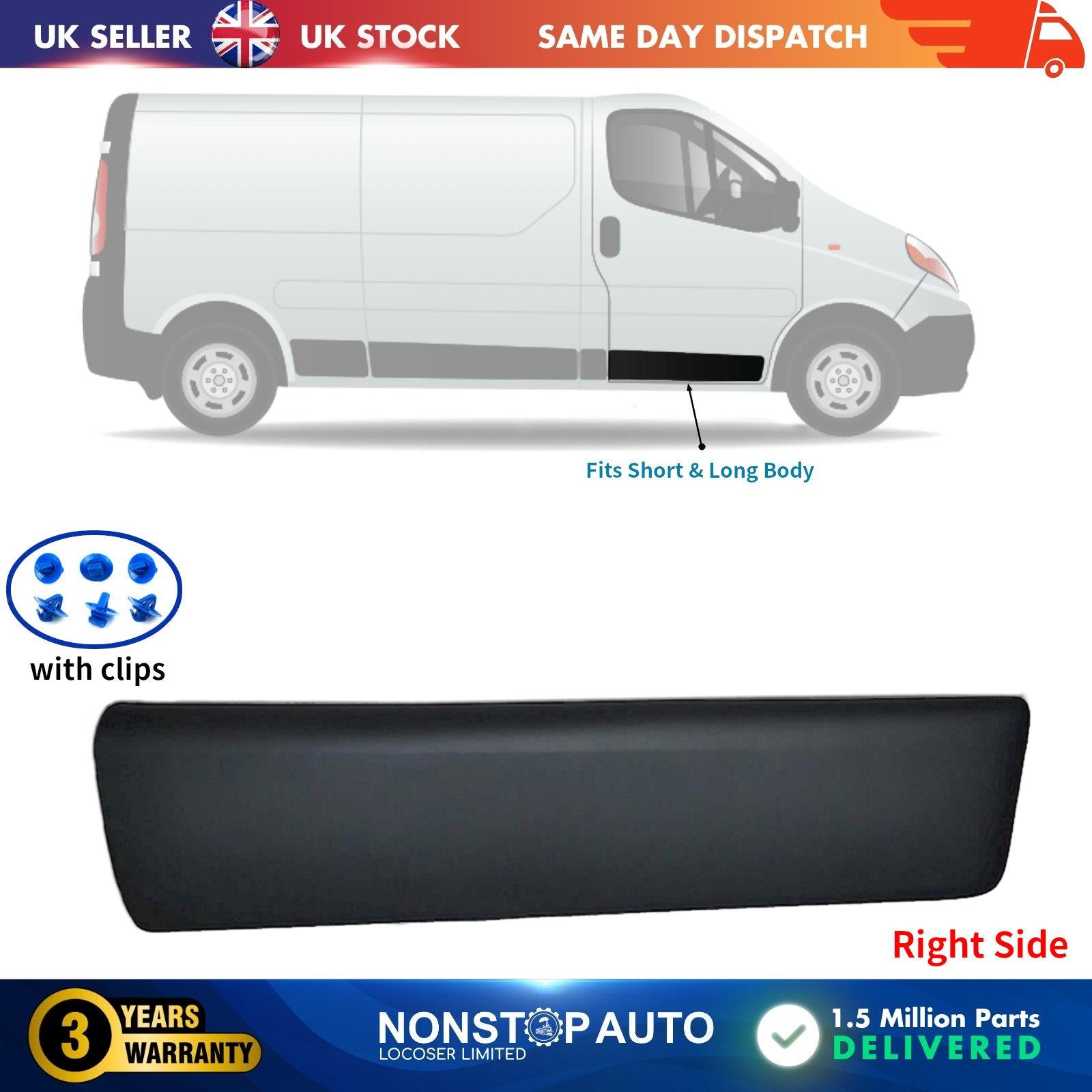 Front Right Door Panel Moulding Trim Fits Renault Trafic II Vauxhall Vivaro Nissan Primastar 8200036086
