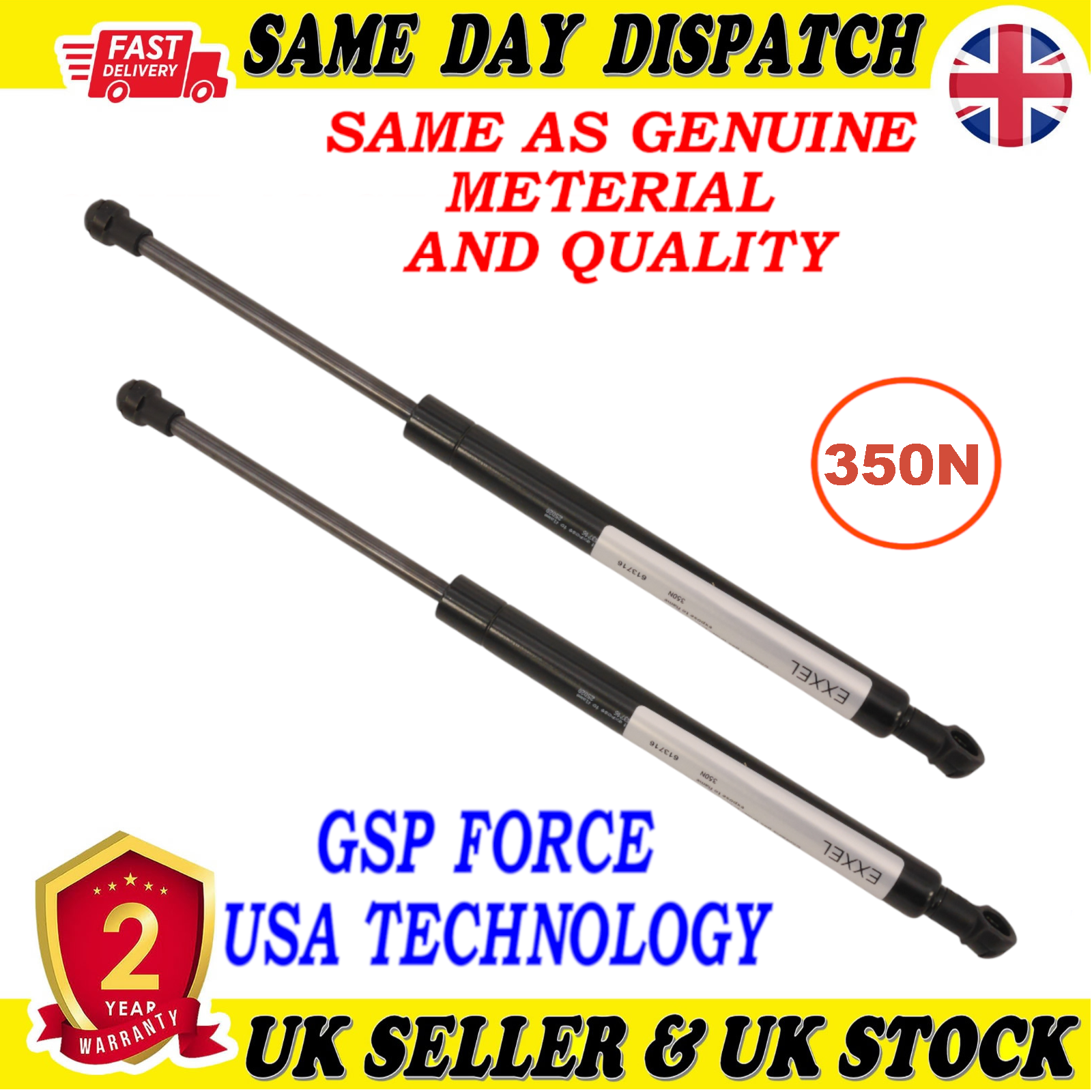 2X TAILGATE BOOT GAS STRUTS 350  Newton FOR ALFA ROMEO 147 GT 43739202