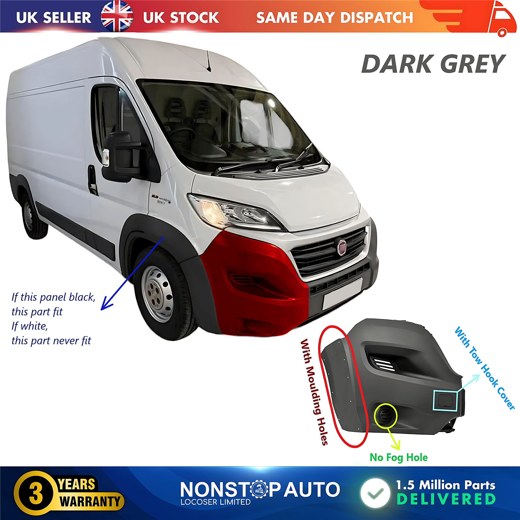 Front Bumper Corner Cap Right No Fog Hole For FIAT Ducato 2014 on 1612473280