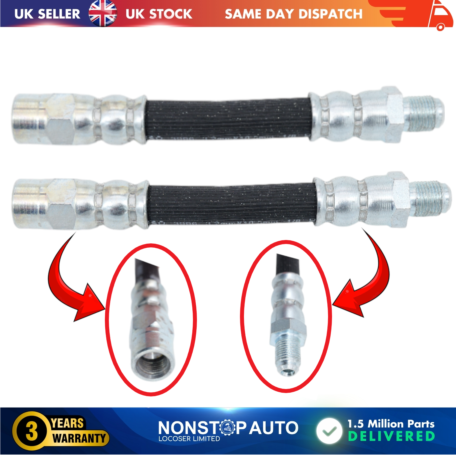 2X Front Brake Hose Pipe For BMW 5 E34 34321162479