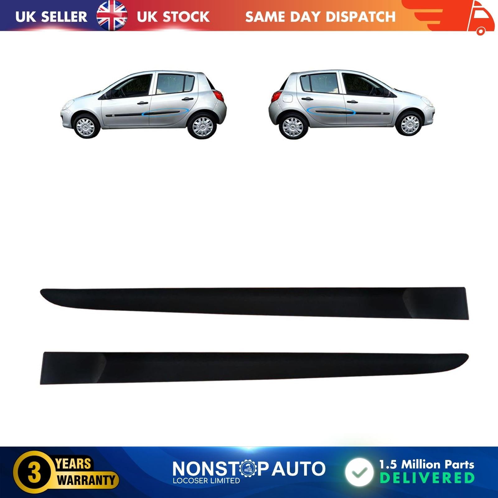 2X Door moulding strip panel Rear Left Right 4/5 Fits Renault Clio MK3 06-12