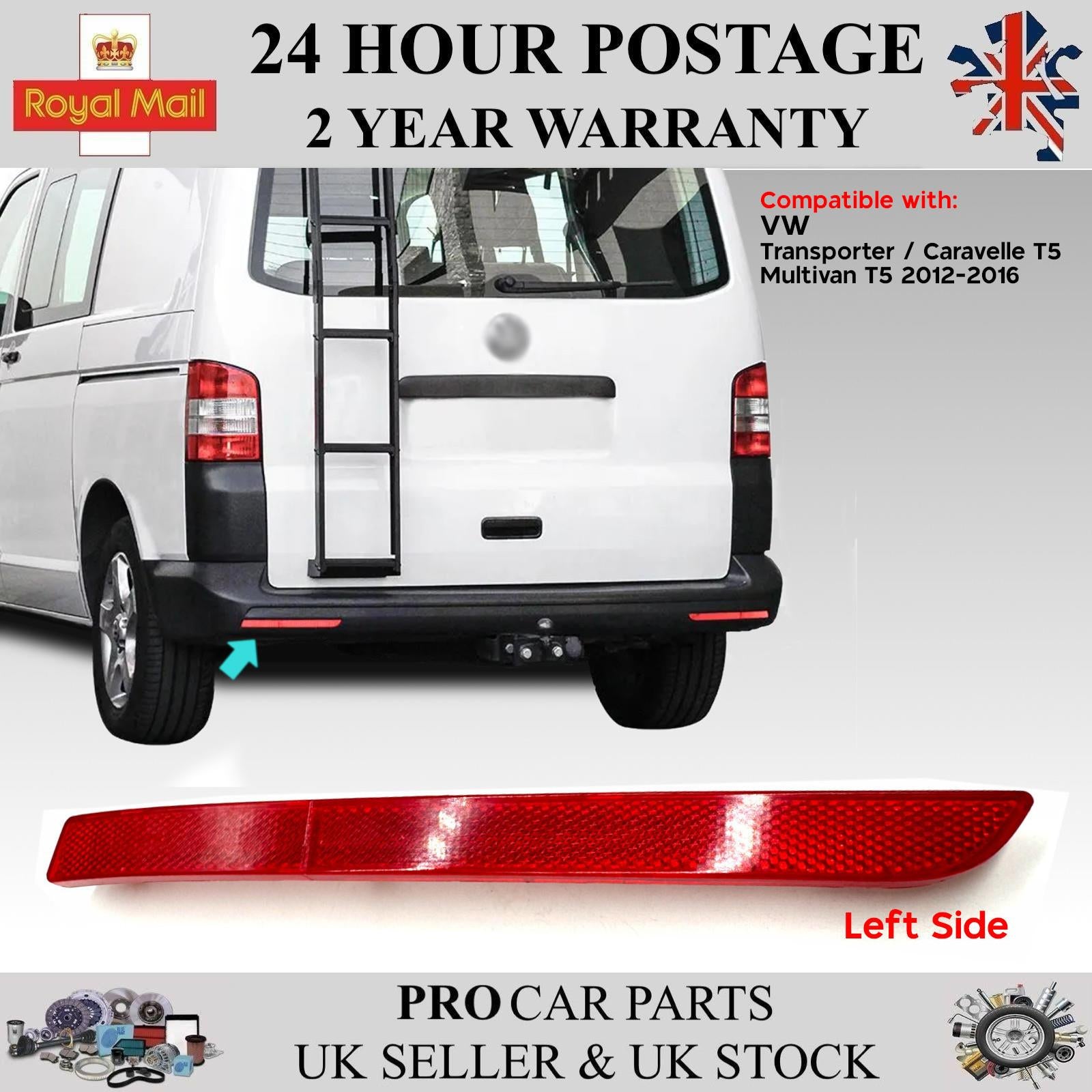 Rear Bumper Reflector Left Side For VW Transporter Multivan T5 7E0945105A