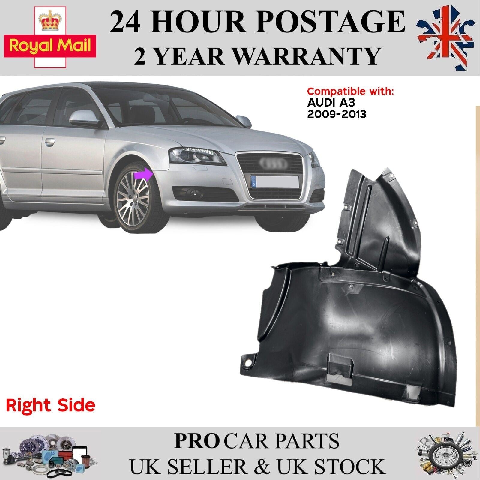 Inner Wheel Arch Cover Liner Front Right for AUDI A3 2009 - 2013 8P0821192B