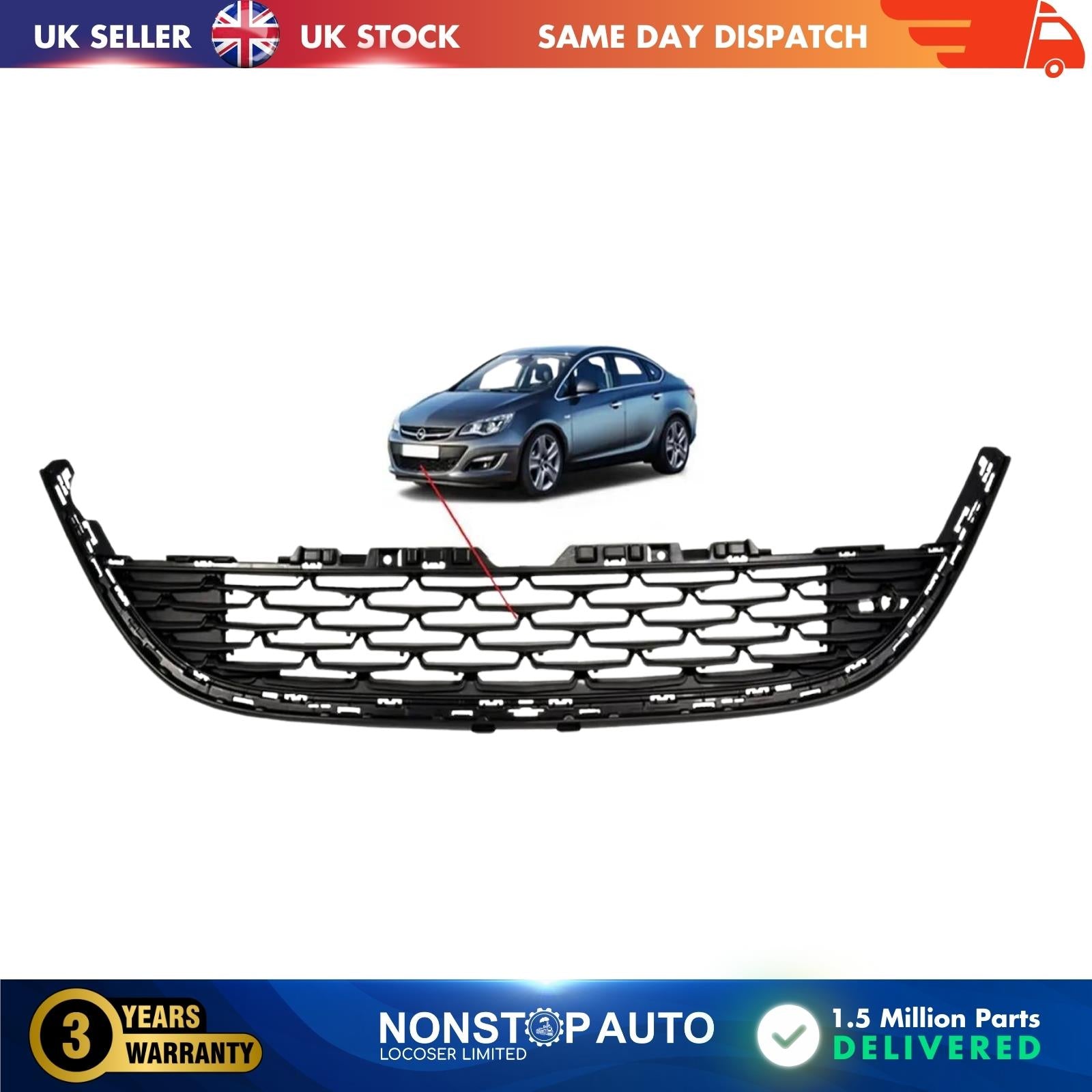 Grille front bumper Centre For VAUXHALL Astra J 1320211