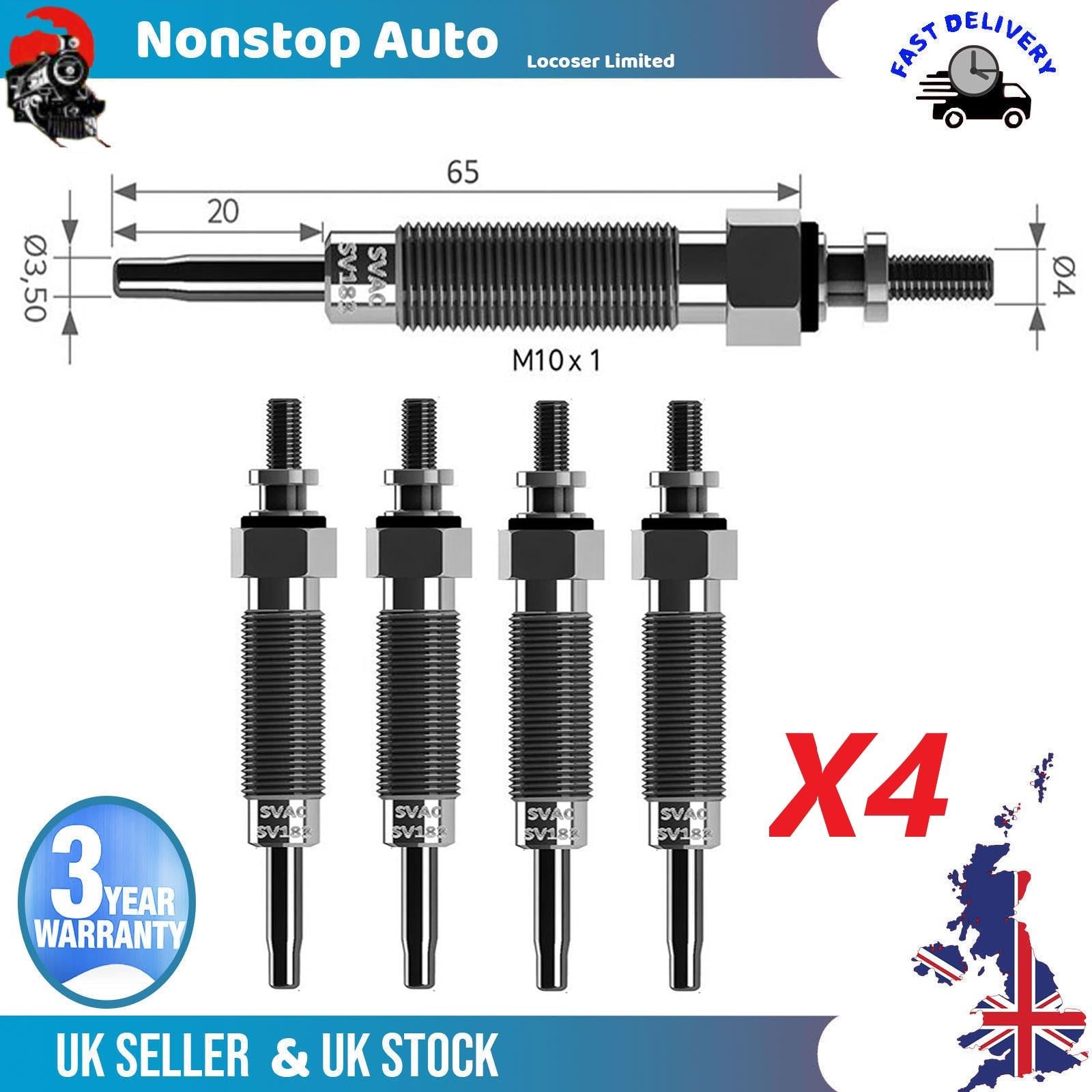 4X Glow Plugs For NISSAN Laurel Patrol III IV V 2.8 D TD TDiC 110654P400