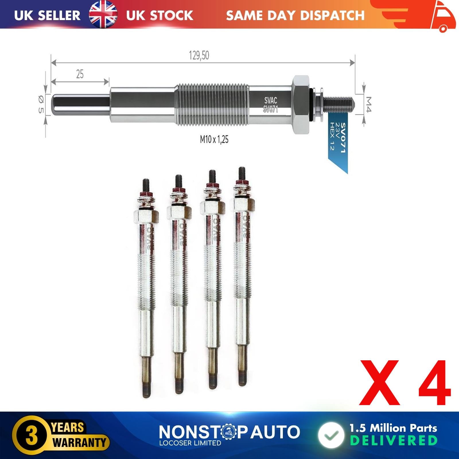 4X Glow Plugs For MITSUBISHI Canter 3.6 3.9 D TD TDI ME007649