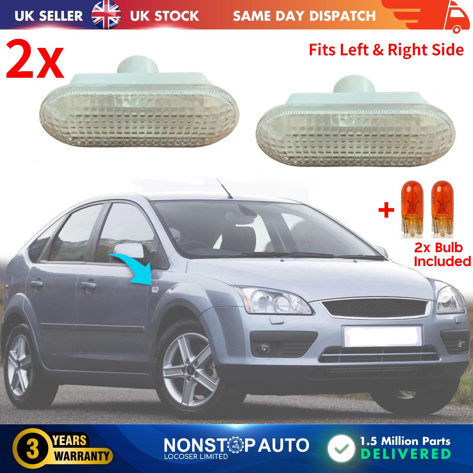 2X Bumper Light Side indicator Repeater Lens Clear For FORD Focus II