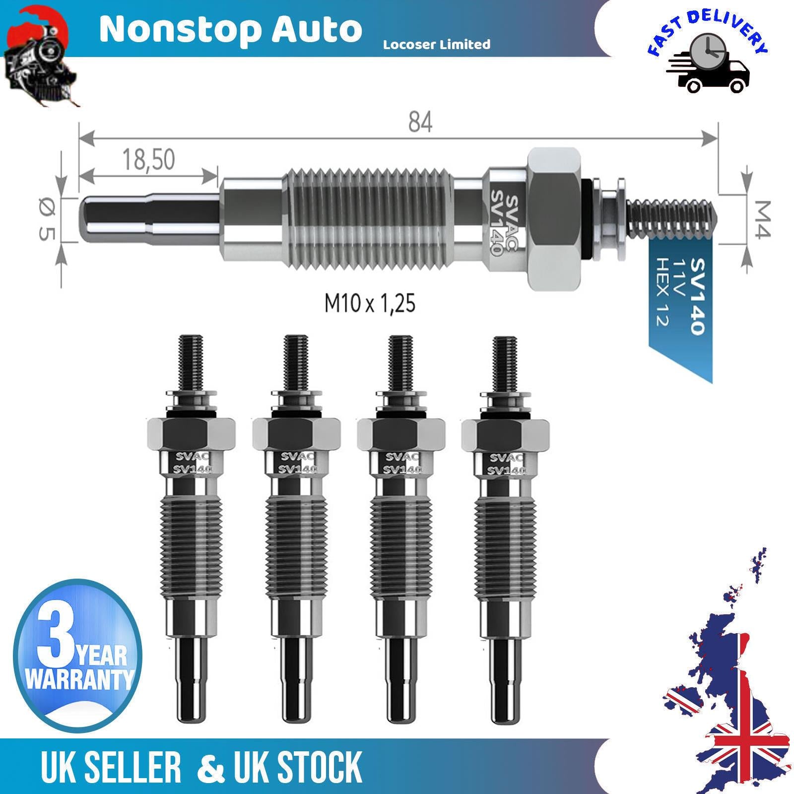 4X Glow Plugs For NISSAN Bluebird Pick Up Serena Sunny II III Vanette 1106565N01