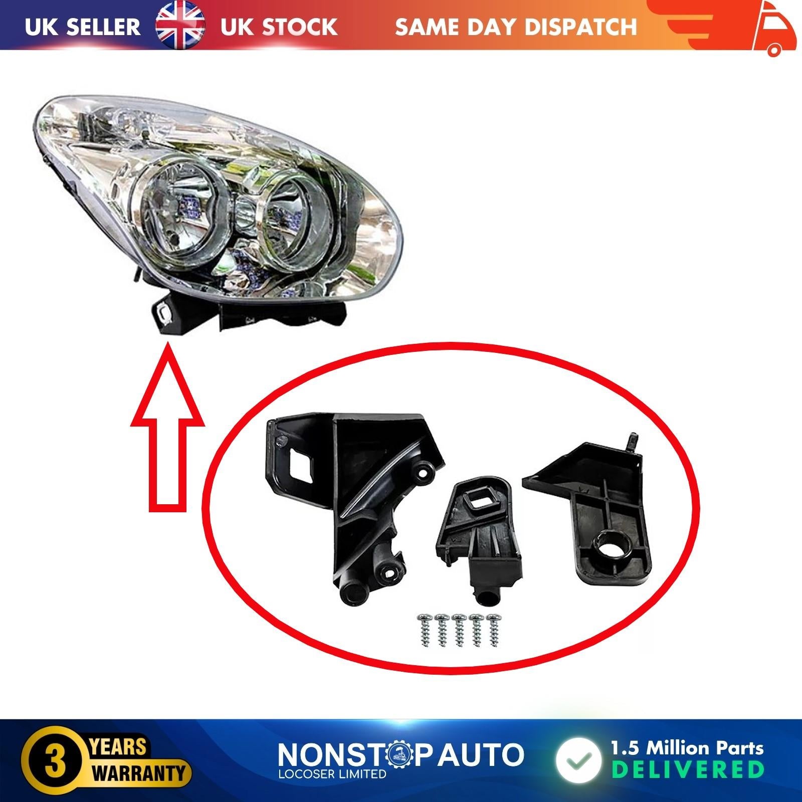 Headlight Repair Kit Bracket Mount Clips Right For FIAT Doblo 51810671