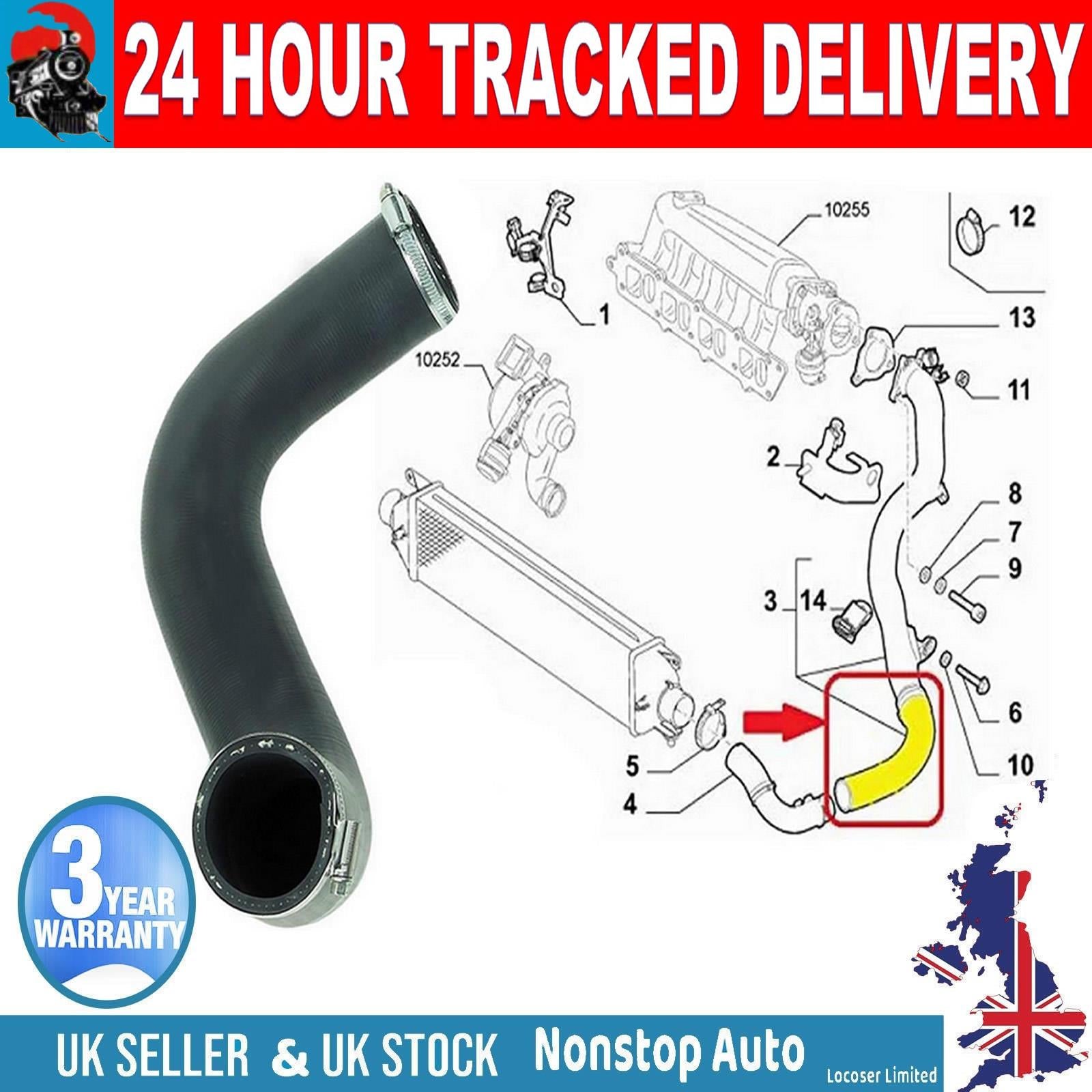 TURBO INTERCOOLER  HOSE PIPE FOR FIAT BRAVO II III LANCIA DELTA 1.6 MJTD  51879552