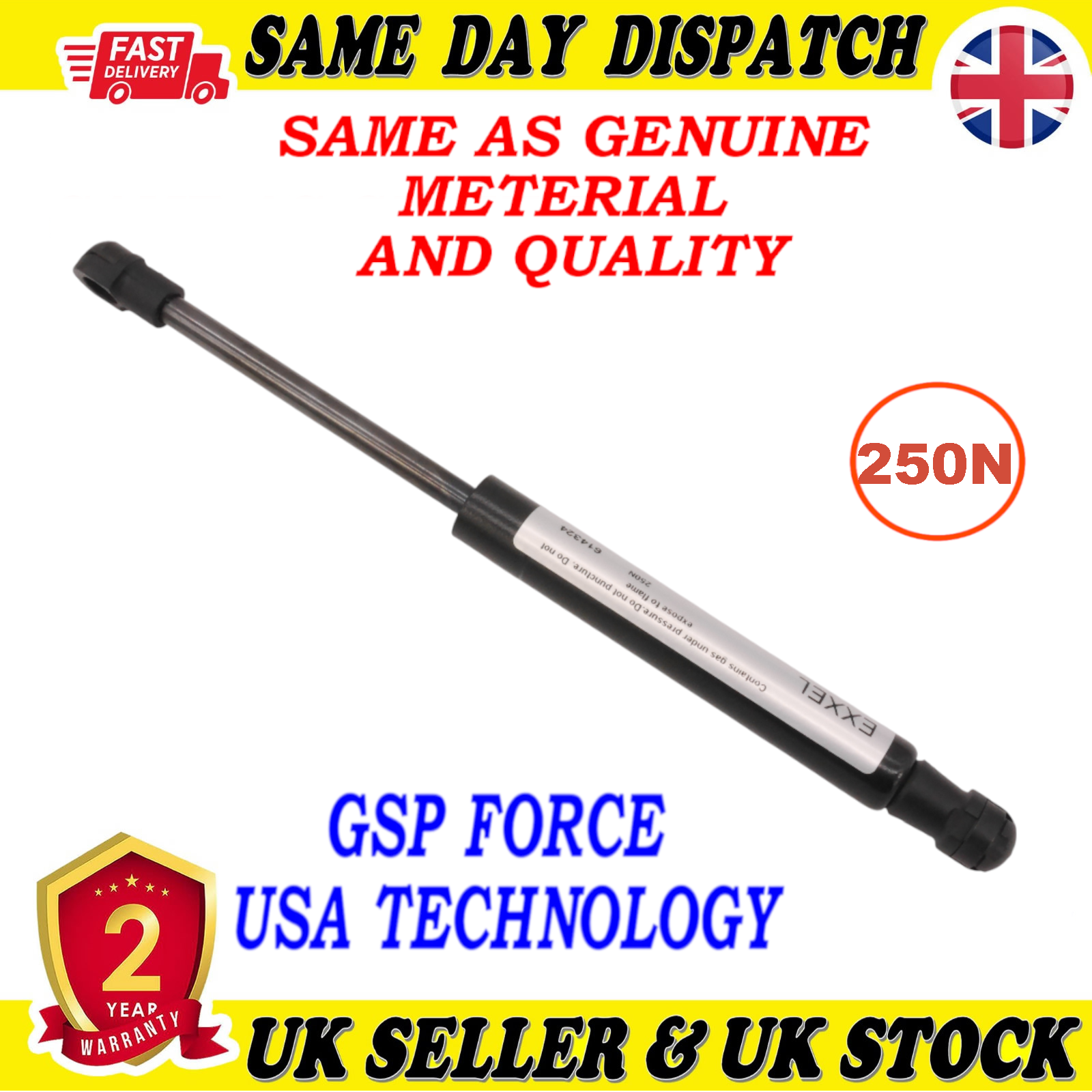 TAILGATE BOOT GAS STRUTS 250 Newton FOR RENAULT ZOE 654707388R