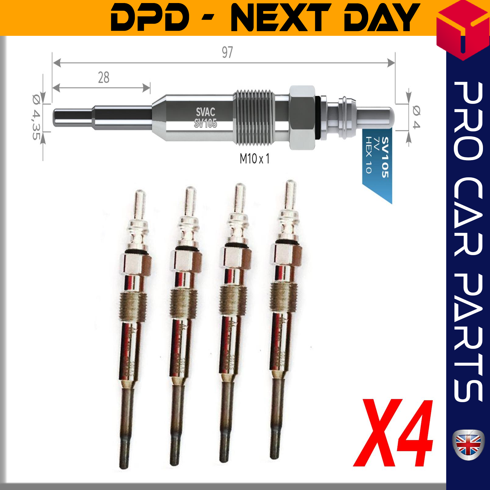 4 X AUDI A3-A4 1.9 TDI / 2.0 TDI AVANT / SEAT IBIZA V 1.4 TDI-LEON 1.9 TDI / SKODA FABIA-ROOMSTER-SUPERB 1.4-1.9-2.0 TDI / VW CRAFTER TOUAREG Glow Plug