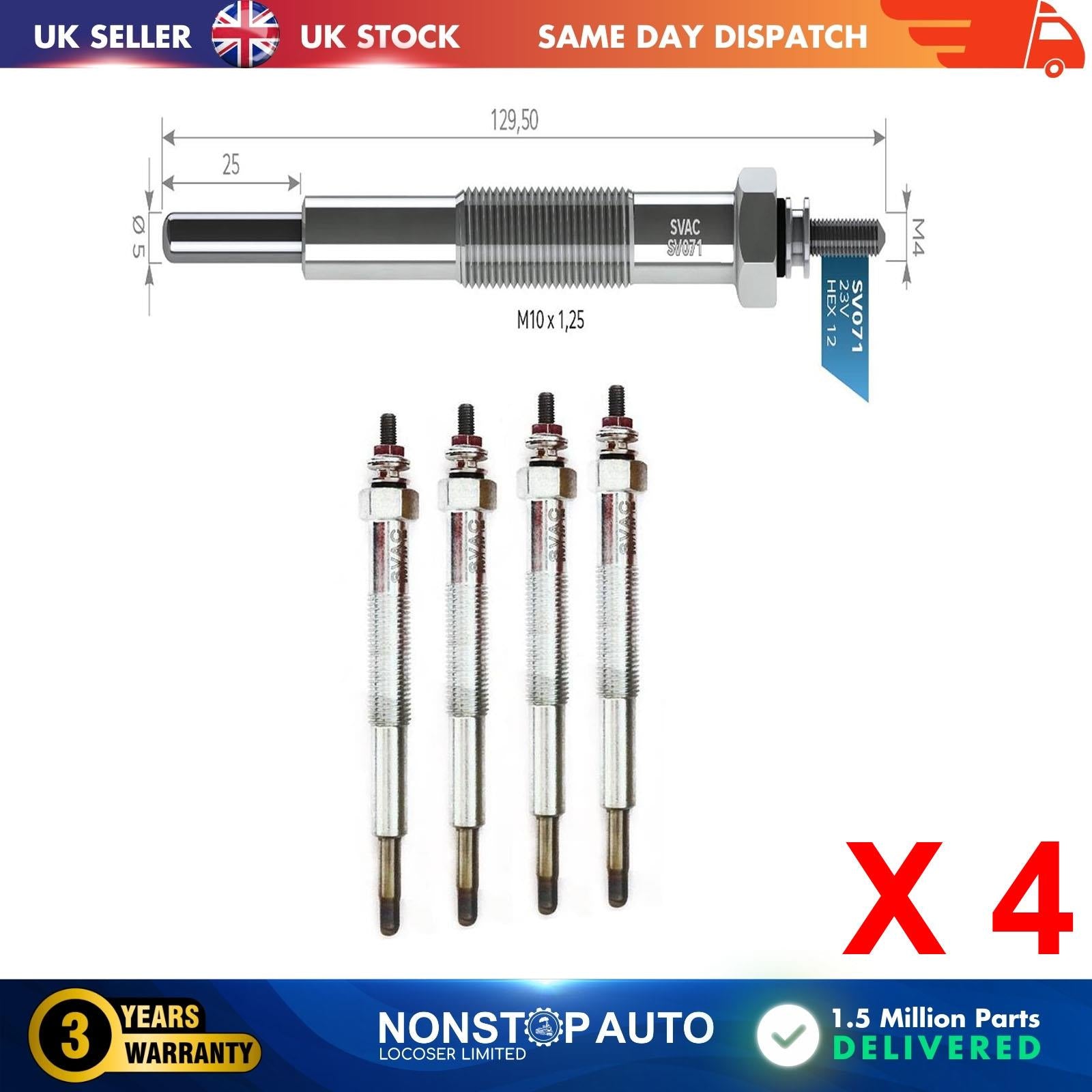 6X Glow Plugs For MITSUBISHI Canter 3.6 3.9 D TD TDI ME007649