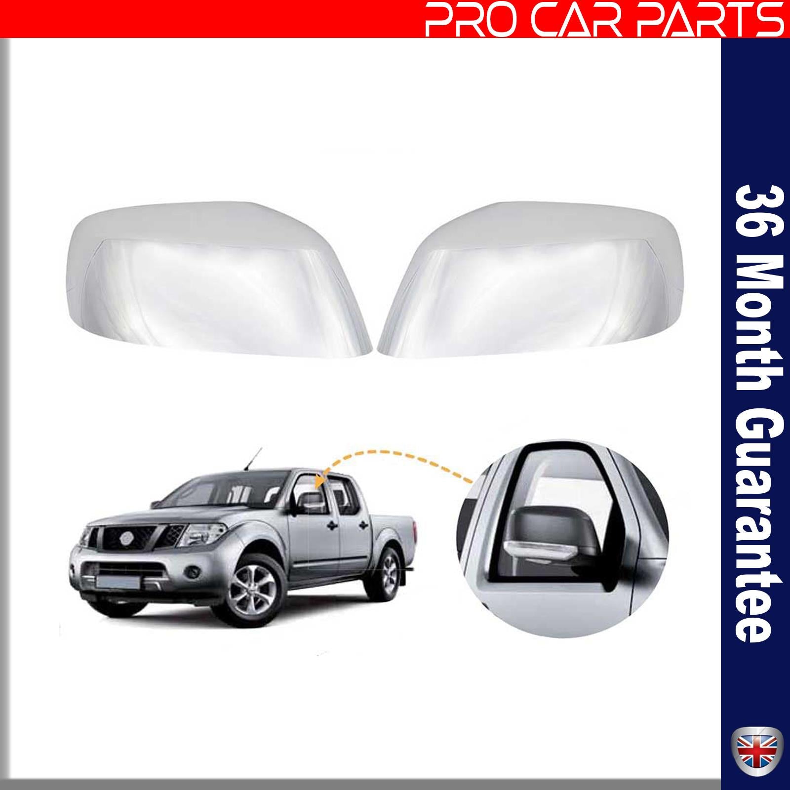 Wing mirror cover cap chrome / Left & Right Fits Nissan Navara