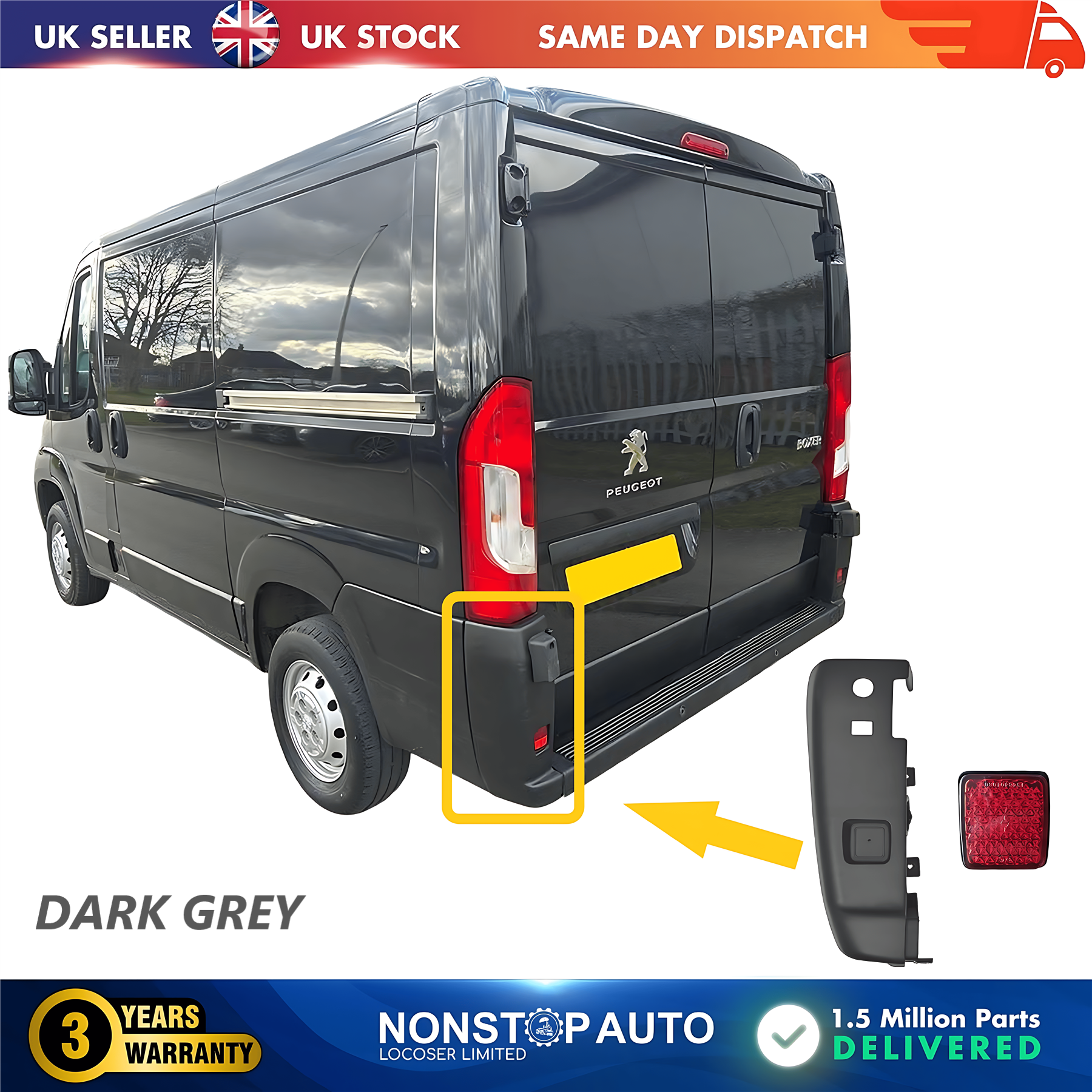 Rear Bumper Corner End Left with Reflector For CITROEN Relay PEUGEOT Boxer FIAT Ducato 2006 on