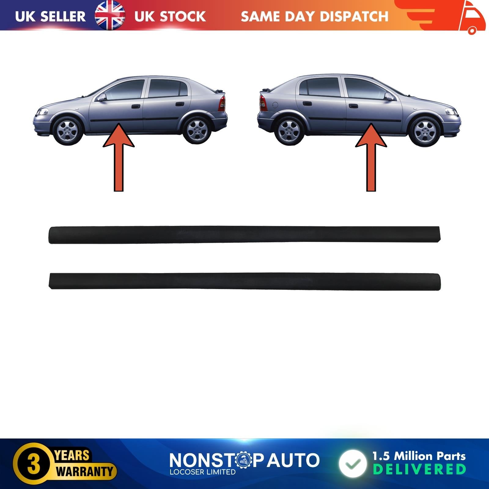 2 X Front  Door Panel Trim Moulding Strap Vauxhall Opel Astra G 172952