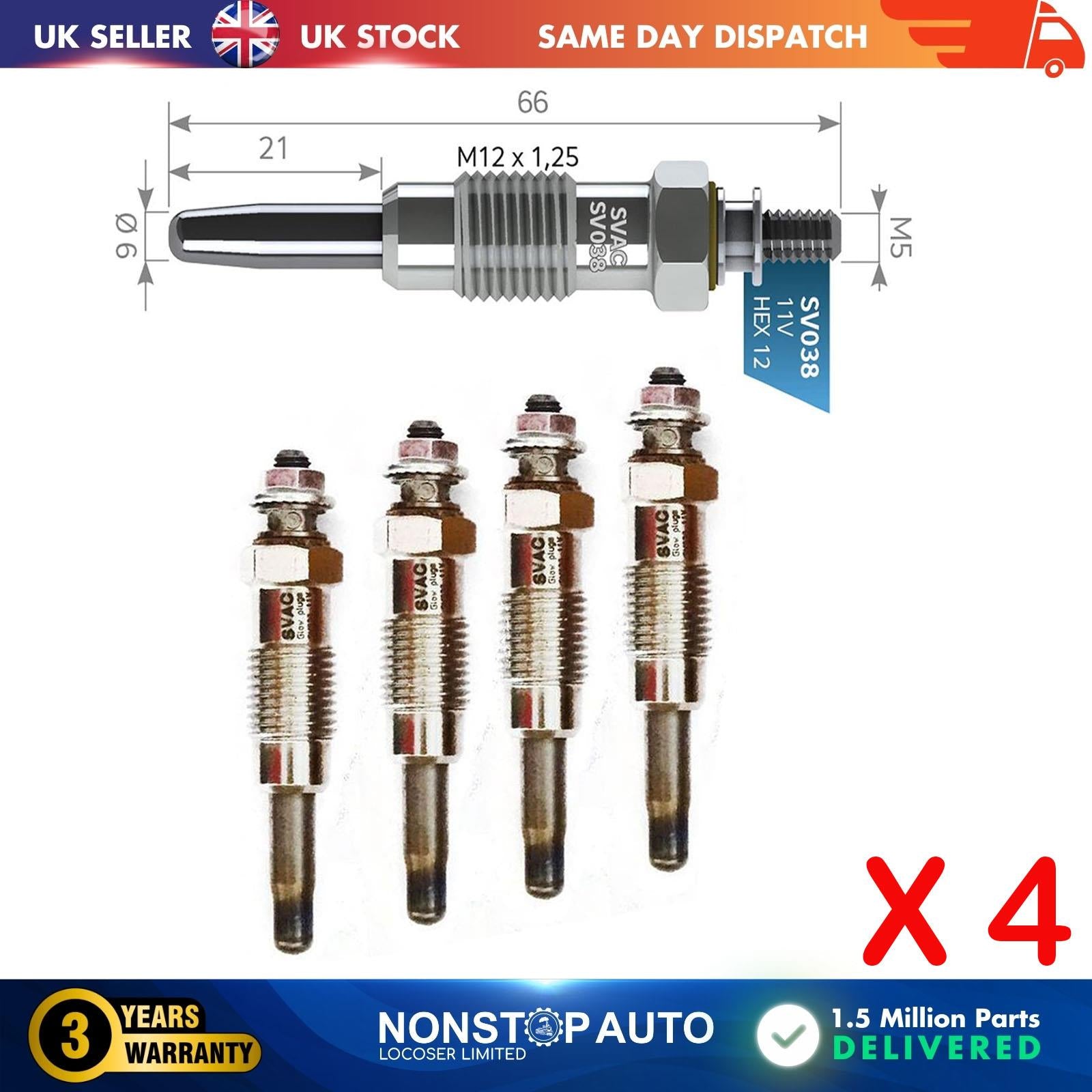 4X Glow Plugs For ALFA ROMEO 145 146 155 1.9 TD 89FF6M090AA