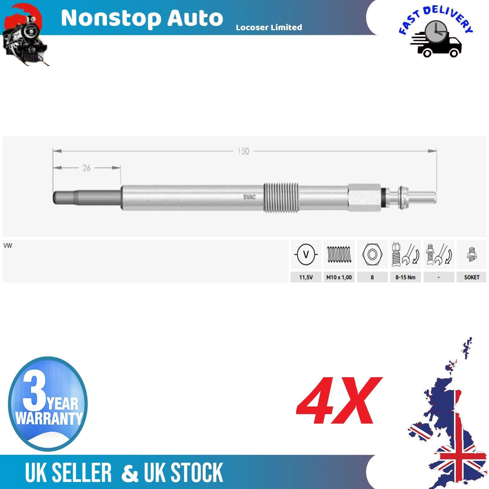 4X Glow Plugs For VW LT 28-35 28-46 II 2.8 TDI 062905061