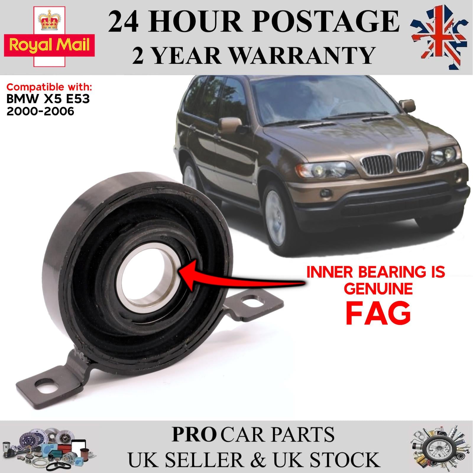 Rear Propshaft Support Bearing 30 mm Fits BMW X5 E53 2000 - 2006    26121229726 26127507740