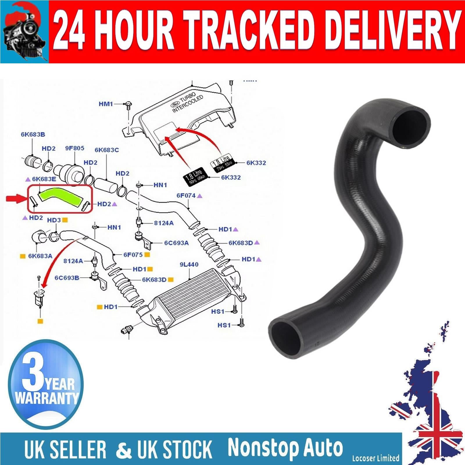 TURBO INTERCOOLER HOSE PIPE FOR  FORD Tourneo Transit Connect  7T169F796AE