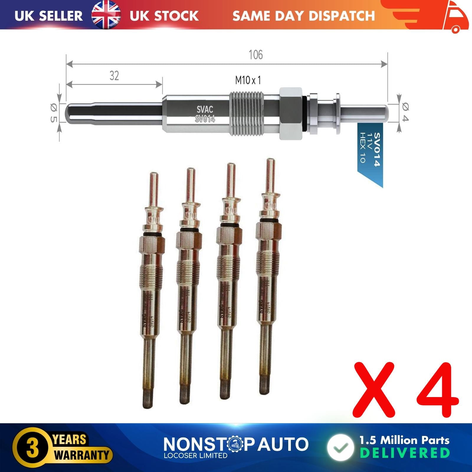 4X Glow Plugs For MG ZT ZT-T 2.0 CDTi 12232248059