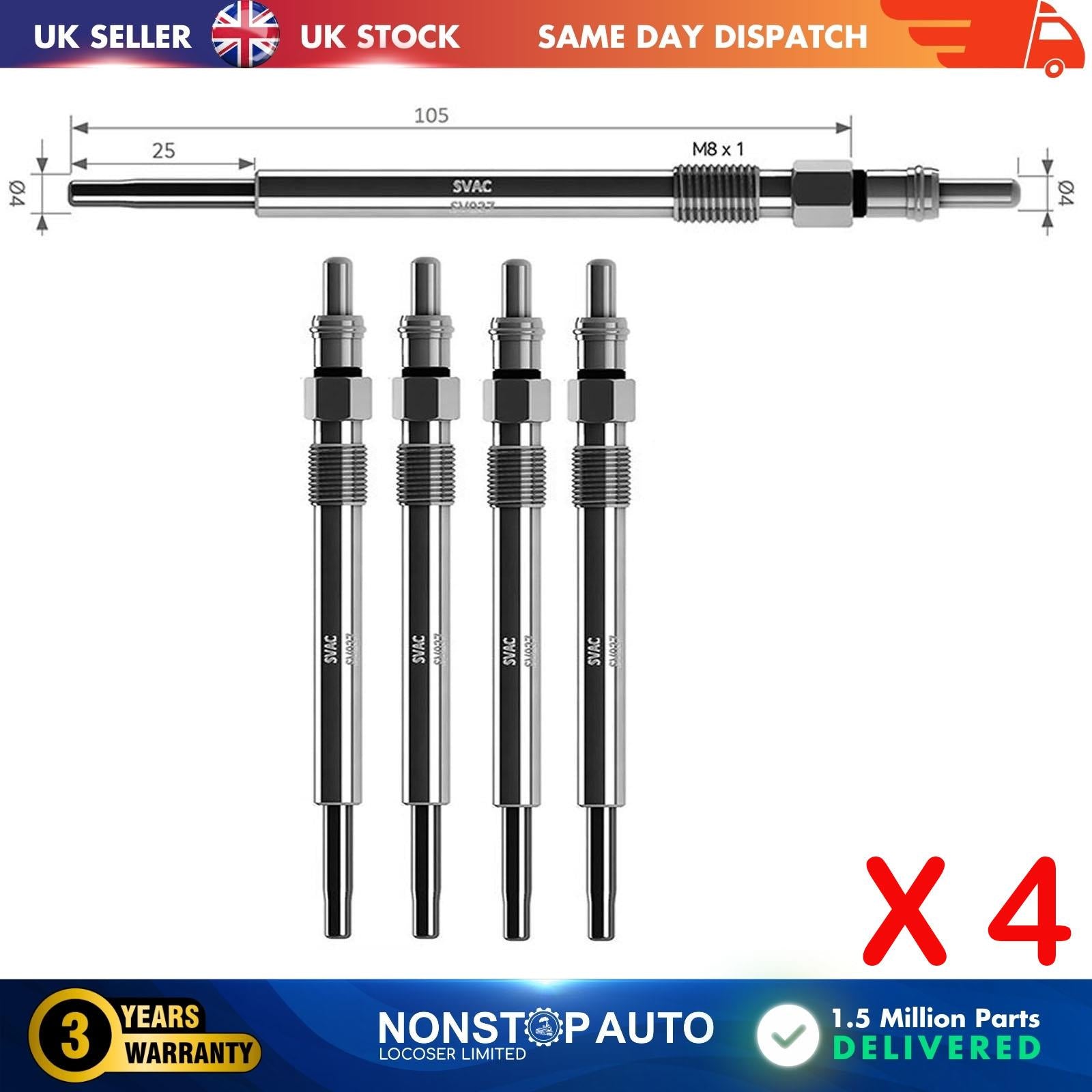 4X Glow Plugs For JAGUAR S-Type II XF I XJ 2.7 D 02JD61604