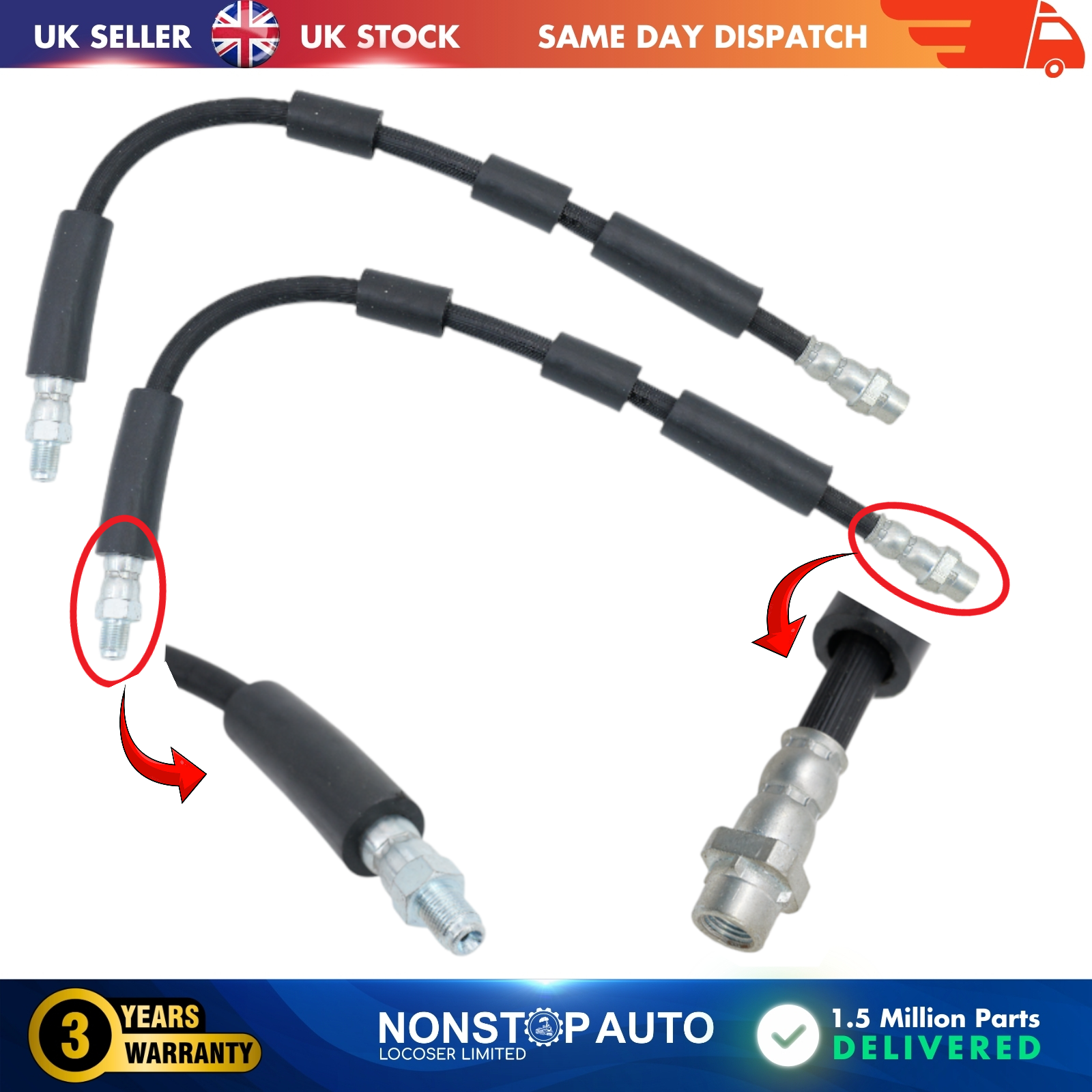 2X Front Brake Hose Pipe For BMW 5 E39 Z8 Roadster CHRYSLER VOYAGER 34326751398