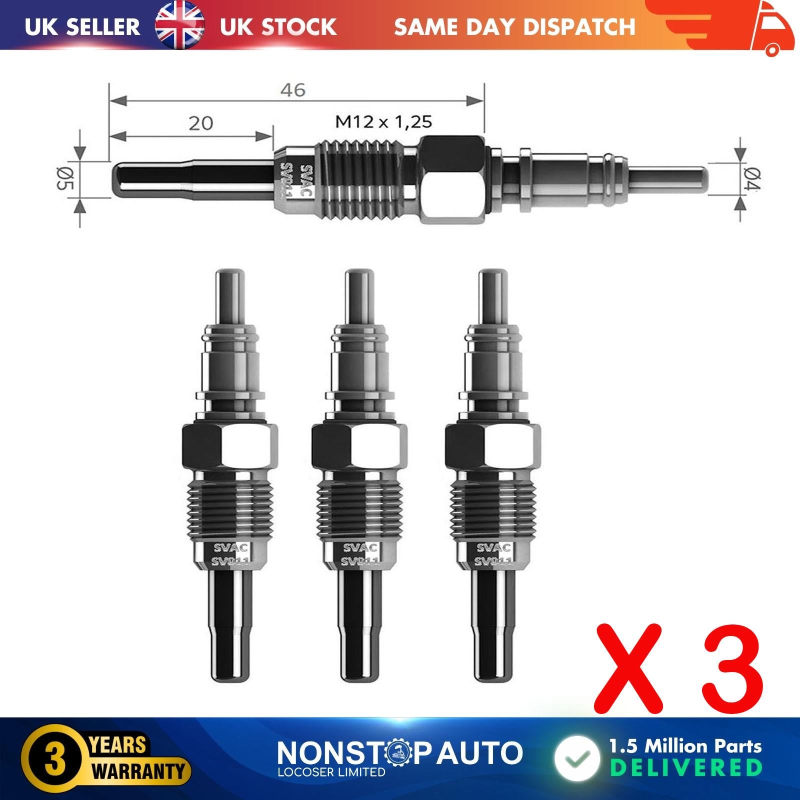3X Glow Plugs For AUDI A3 A4 A6 Cabriolet 80 N10302102