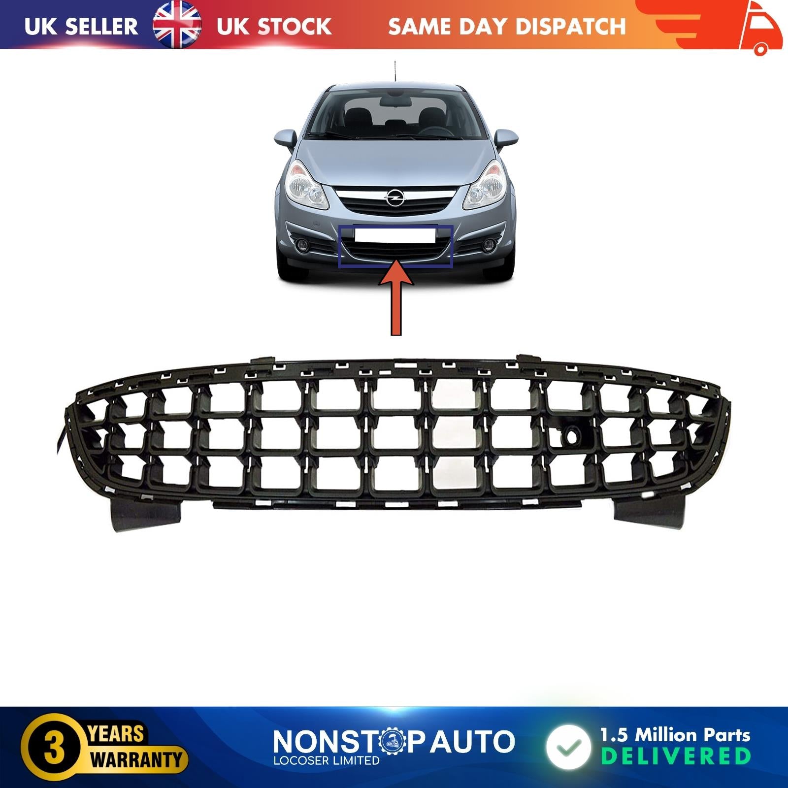 Front Lower Bumper Grill Grille Fits Vauxhall / Opel Corsa D 13389552,1320196