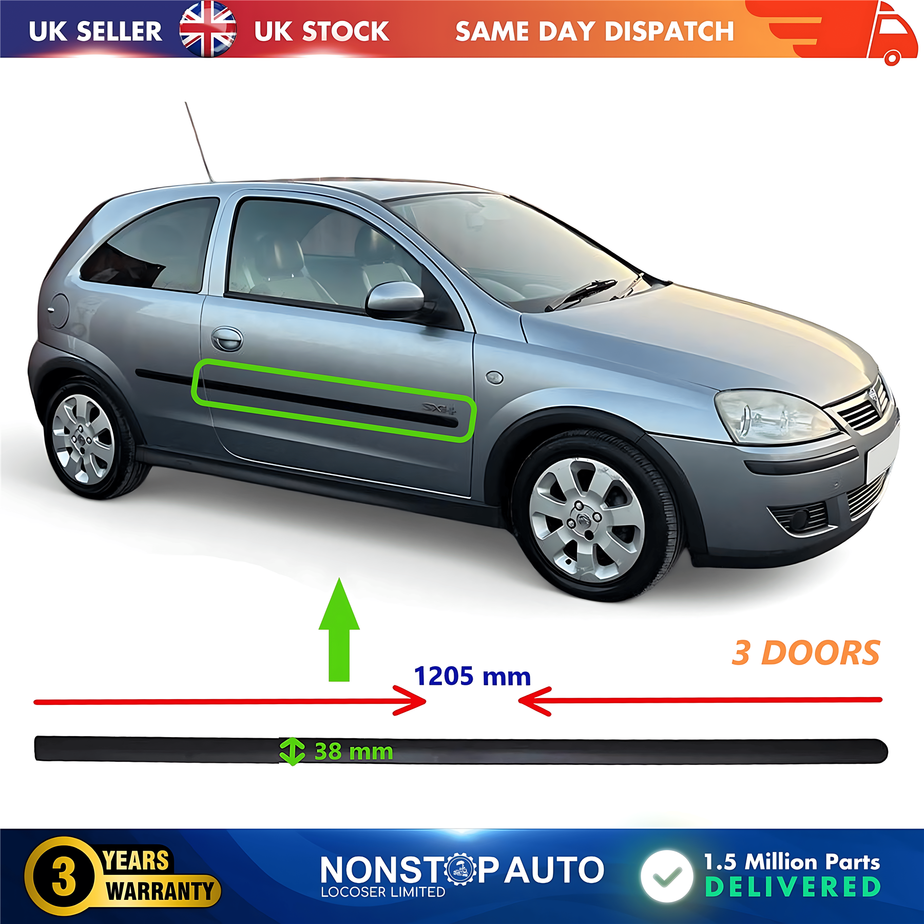 Door Moulding Trim Panel Front Right For VAUXHALL Corsa C 2001-2006 5171546