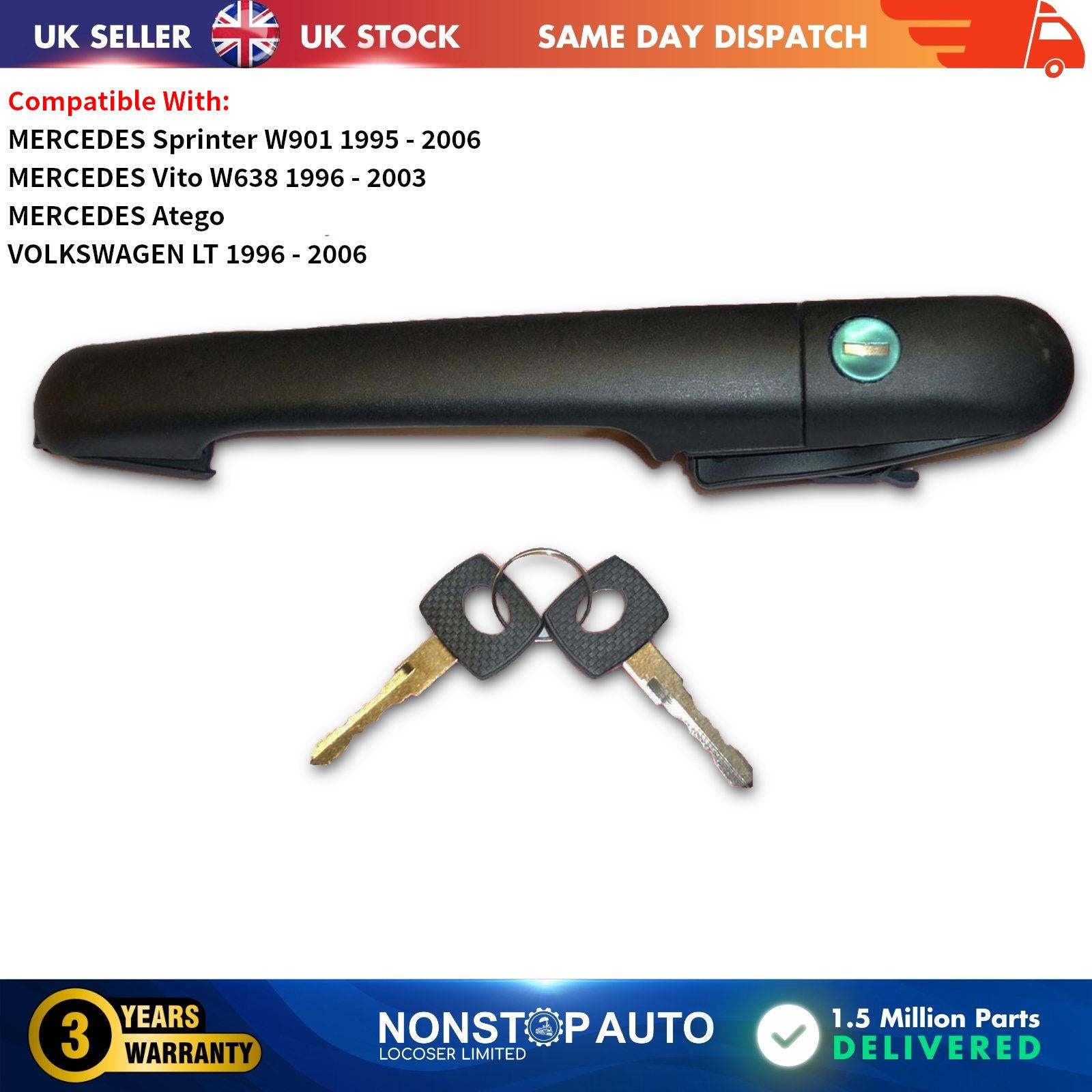 MERCEDES Sprinter Sliding Door Handle Lock with 2 keys Front Rear 9017601359
