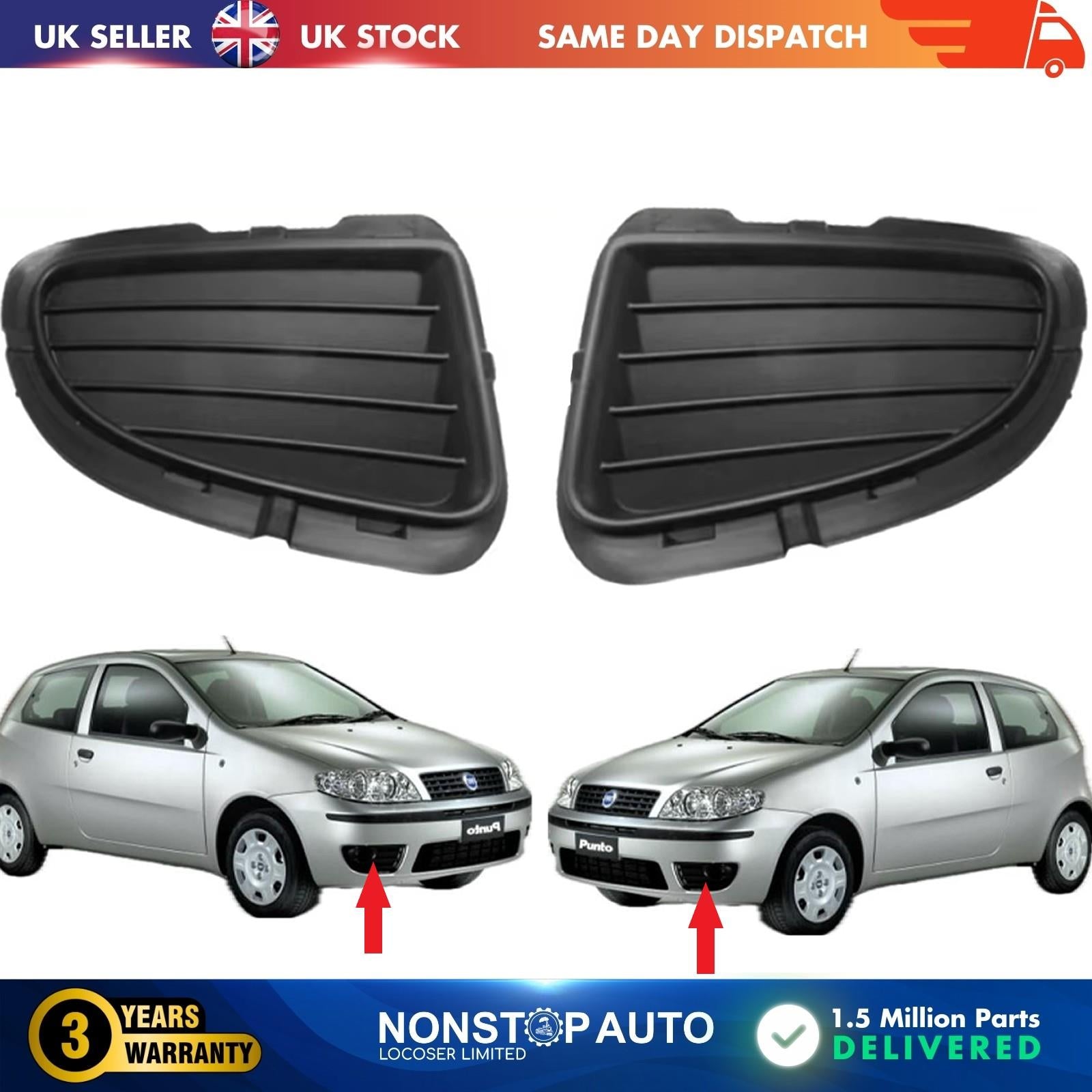 2X BUMPER GRILLE RIGHT AND LEFT SIDE FOR  ABARTH GRANDE PUNTO FIAT GRANDE PUNTO 735410808