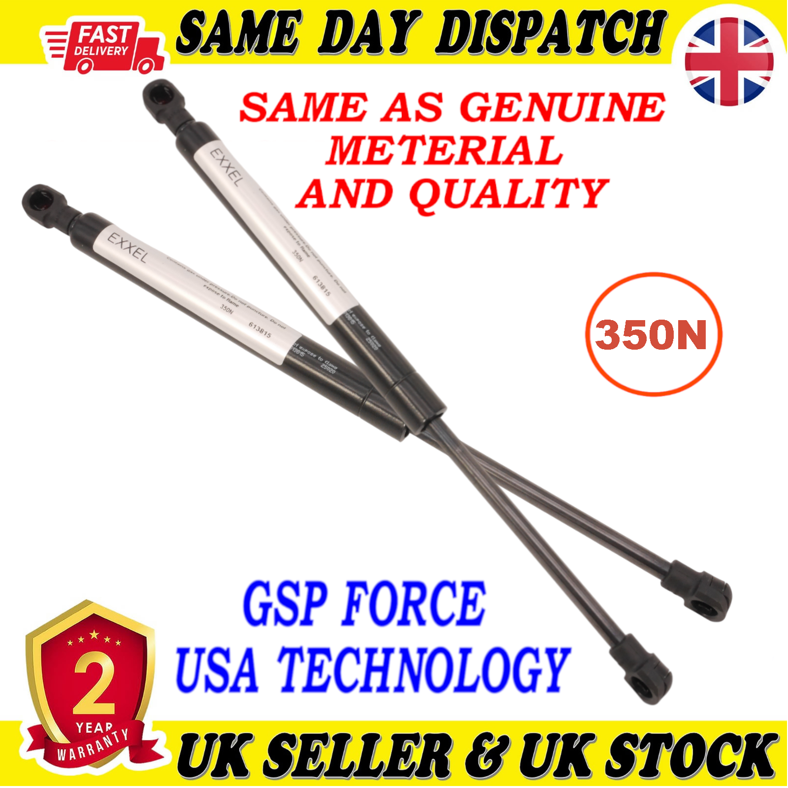 2X TAILGATE BOOT GAS STRUTS 350 Newton FOR VOLVO S40 II 30674203