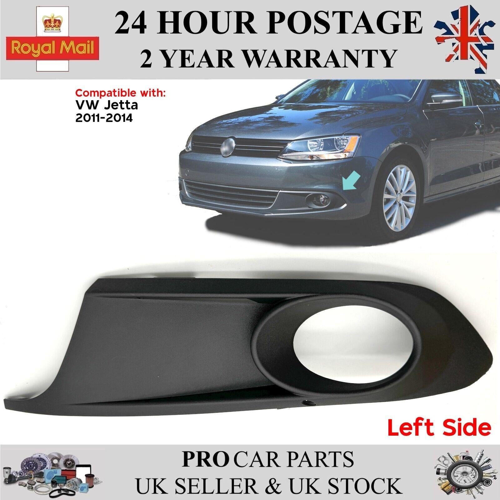 Front Bumper Grille w/ Fog Light Hole Left For VW Jetta 2011 - 2014 5C6853665A
