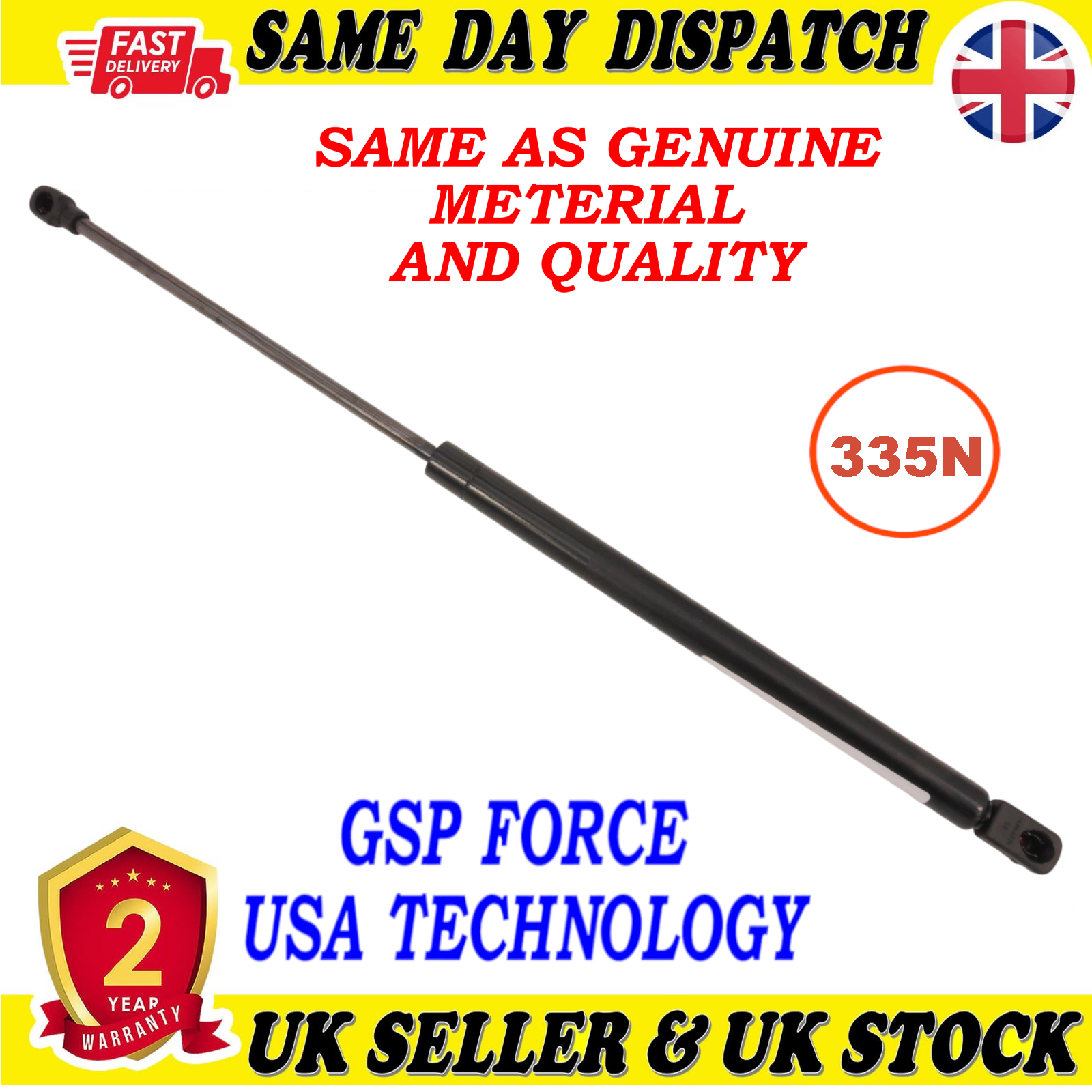 TAILGATE BOOT GAS STRUTS 335 Newton FOR PEUGEOT 207 VW GOLF III VENTO 8731L7