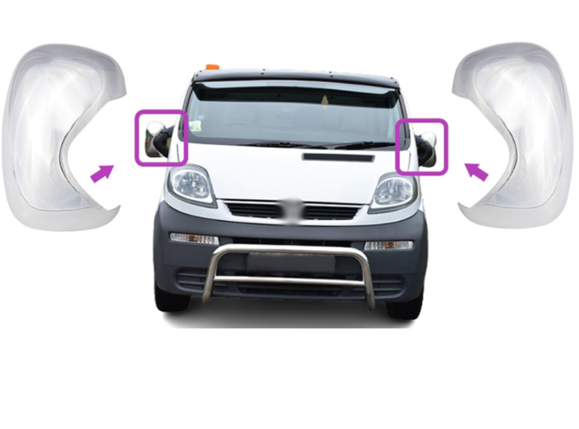 Wing Mirror Covers Caps Chrome Left And Right for VAUXHALL Vivaro A 2001-2014