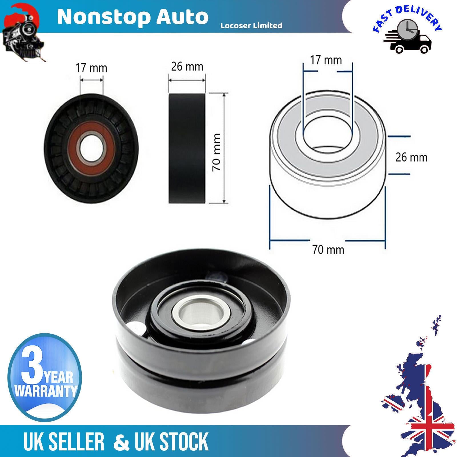 Fan Belt Tensioner Pulley -V- Ribbed Belt Idler  For MAZDA 121 III 1.3 1004549
