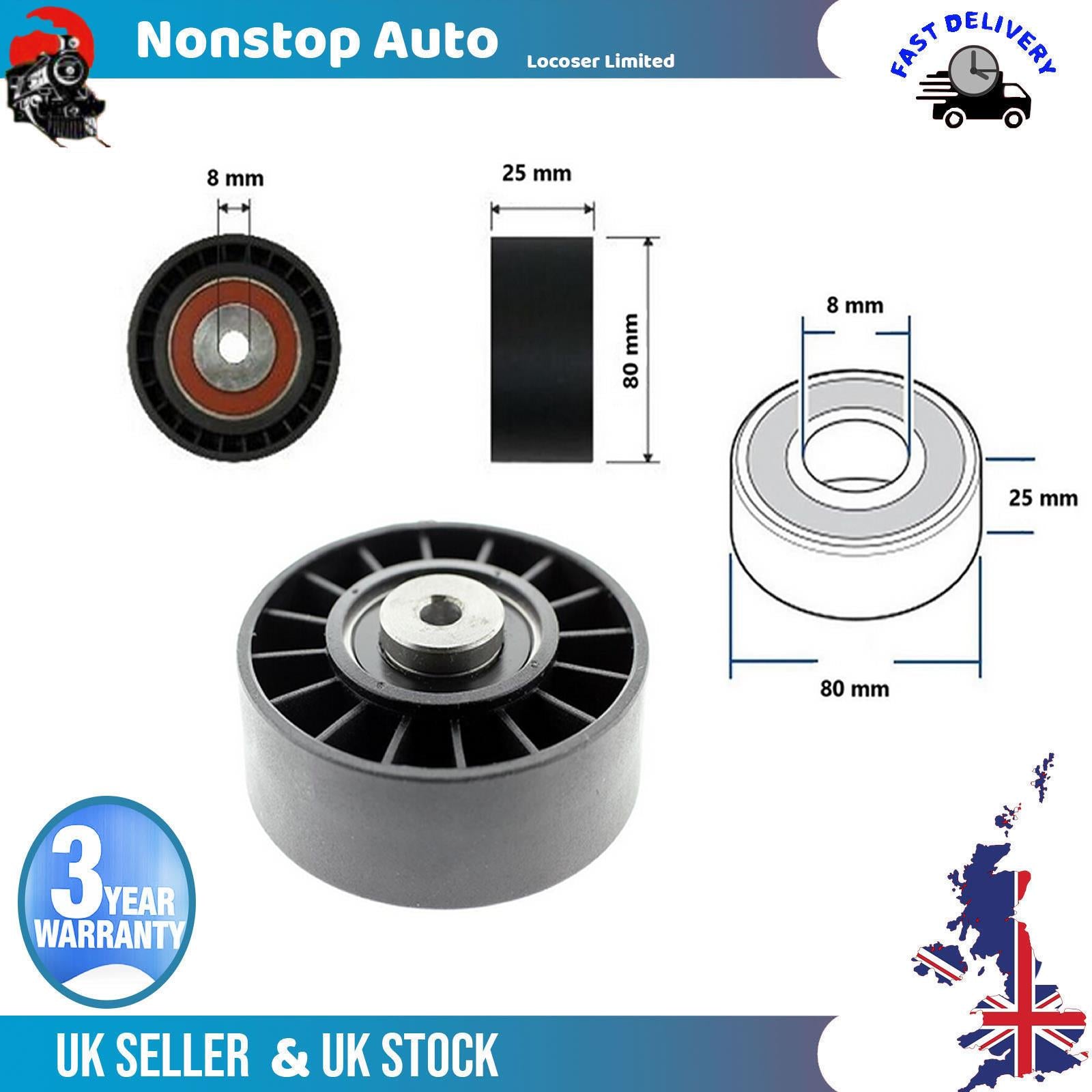 Fan Belt Tensioner Pulley - V - Ribbed Belt Idler For VW LT 28-35 II 28-46 II