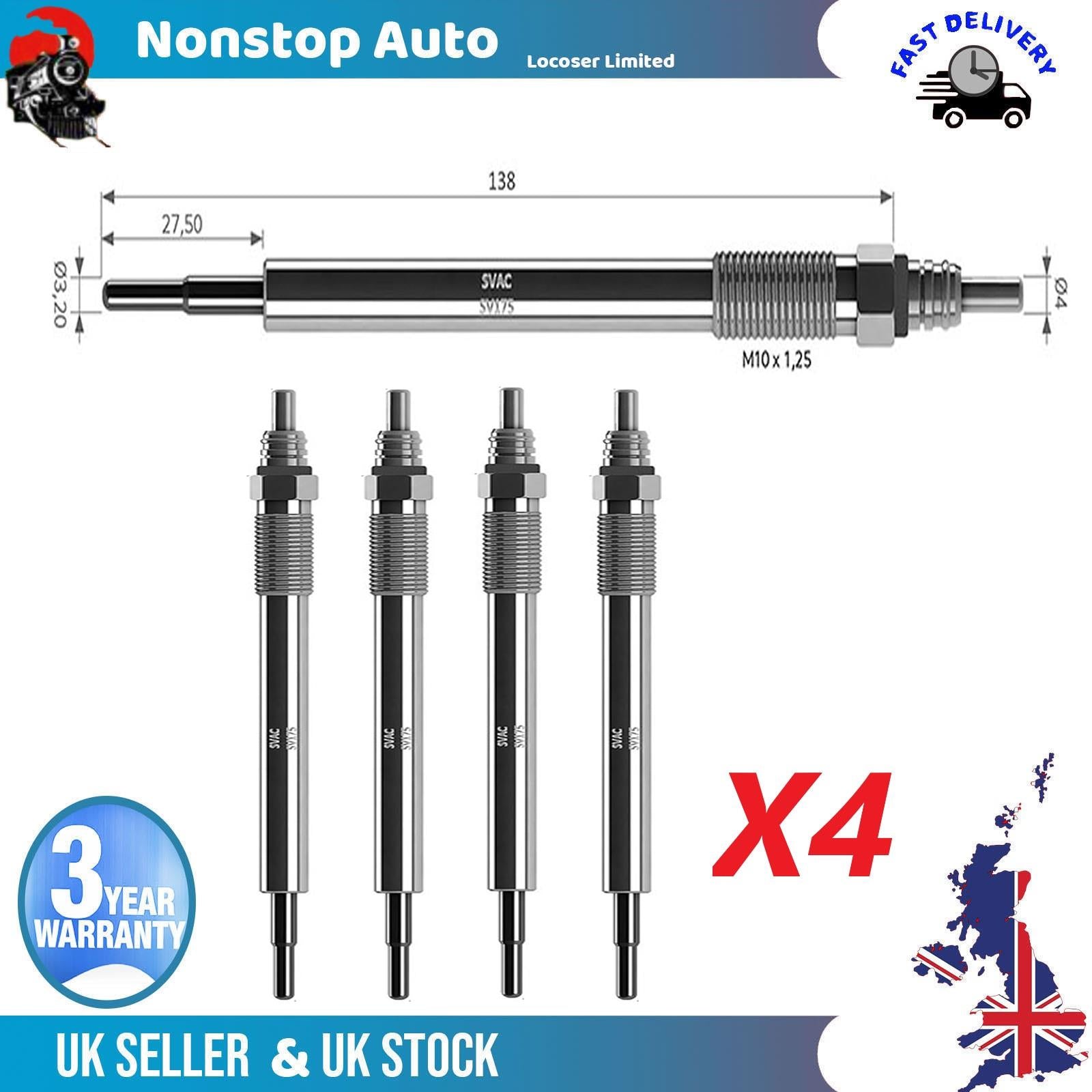 4X Glow Plugs For PEUGEOT 4008 1.8 HDi 1820A019