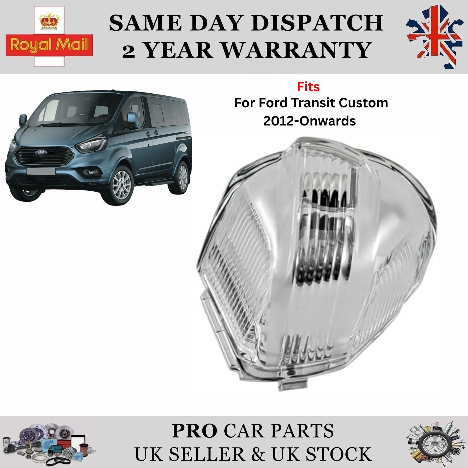 Wing Mirror Indicator Lamp Lens Clear Left For Ford Transit Custom 2012-2023