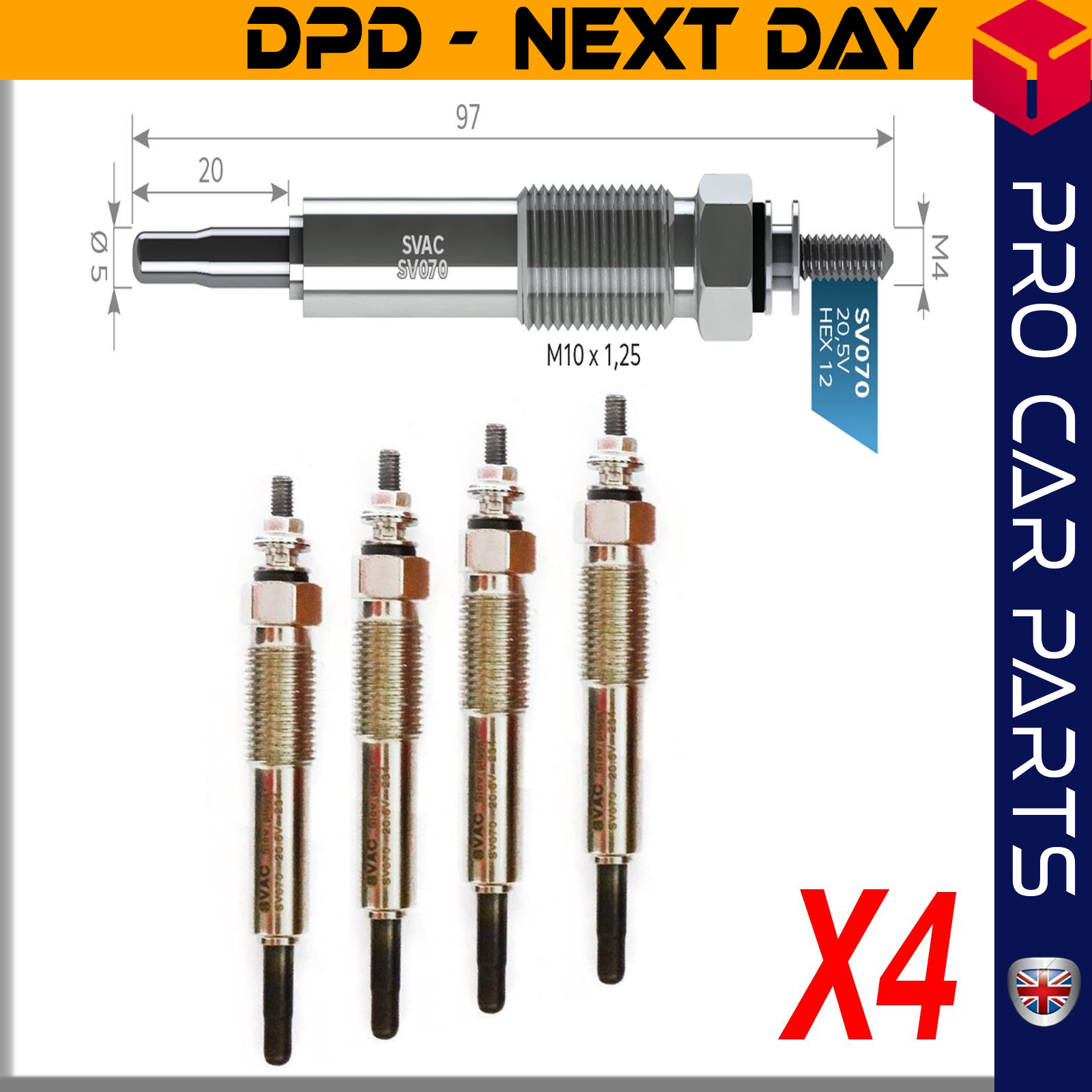 4 X MITSUBISHI CANTER FE 449-FE659 23 V Glow Plug