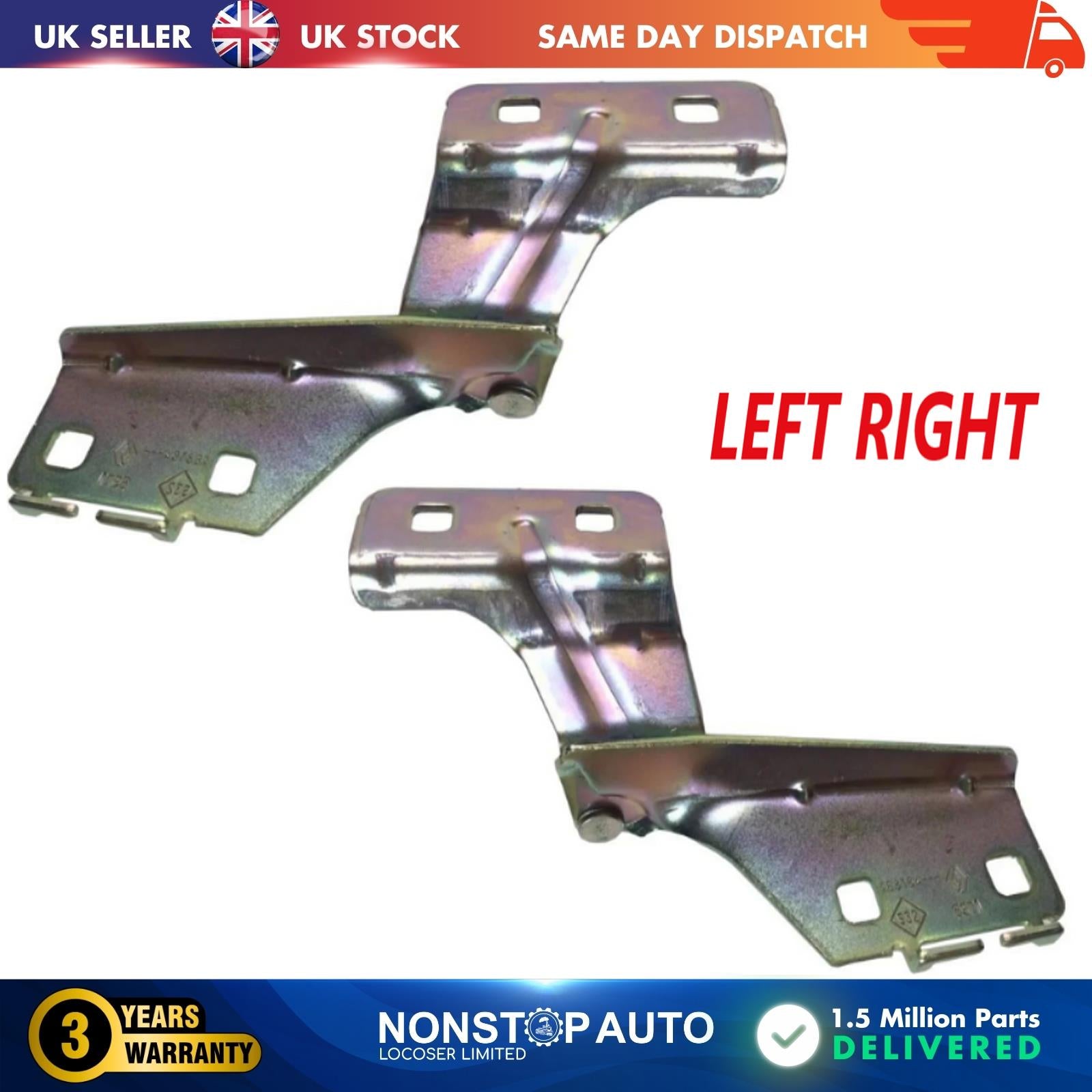 2X HOOD HINGE FRONT LEFT RIGHT SIDE FOR  RENAULT MEGANE II 8200011074, 8200468183
