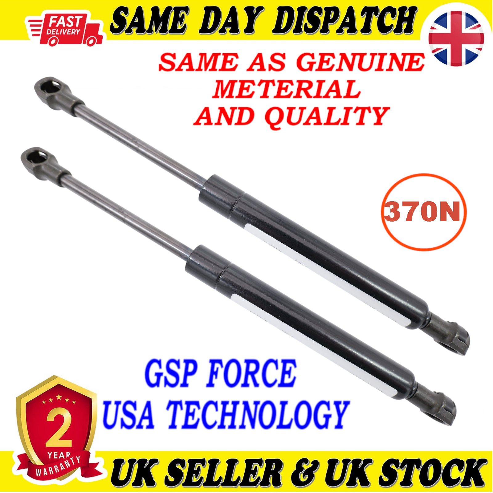 2X TAILGATE BOOT GAS STRUTS 370 Newton FOR ALFA ROMEO 156 606510670