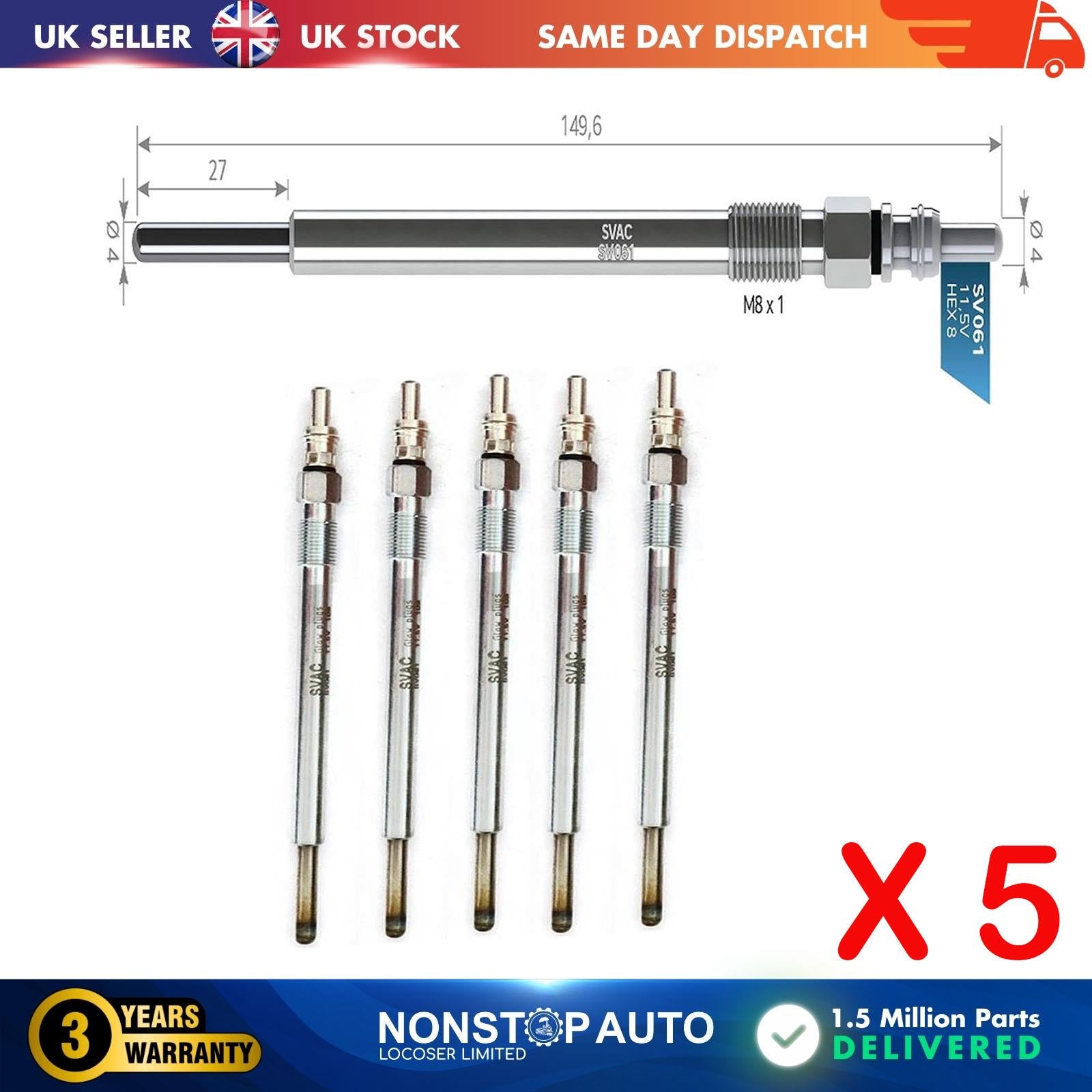 5X Glow Plugs For SMART Forfour 1.5 CDI MN960296