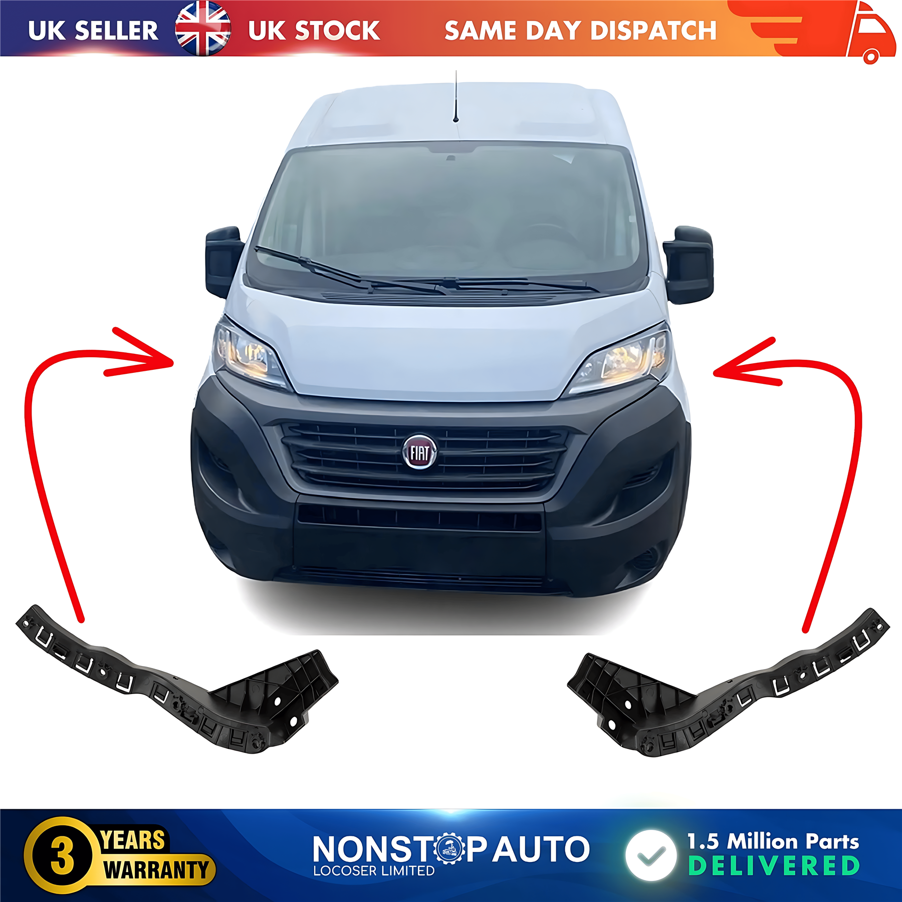 2X Front Bumper Bracket Holder Small L and R For FIAT Ducato 2014 on