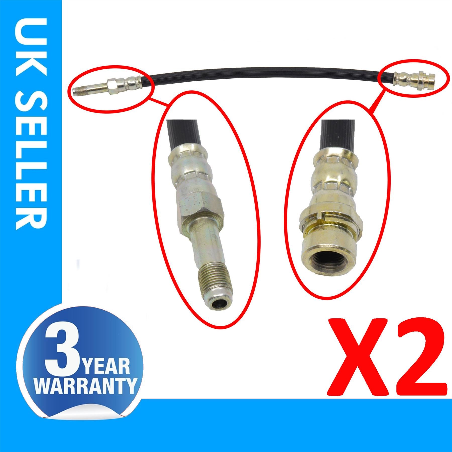 2X  Rear brake hose Pipe For FORD Mondeo Mk1-Mk2 93BB2282CA