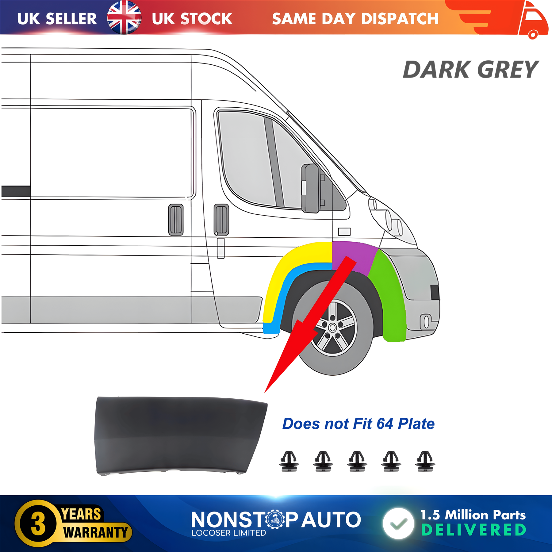 Wheel Arch Trim Moulding Front Right For CITROEN Relay PEUGEOT Boxer FIAT Ducato 2006-2014 8544L9
