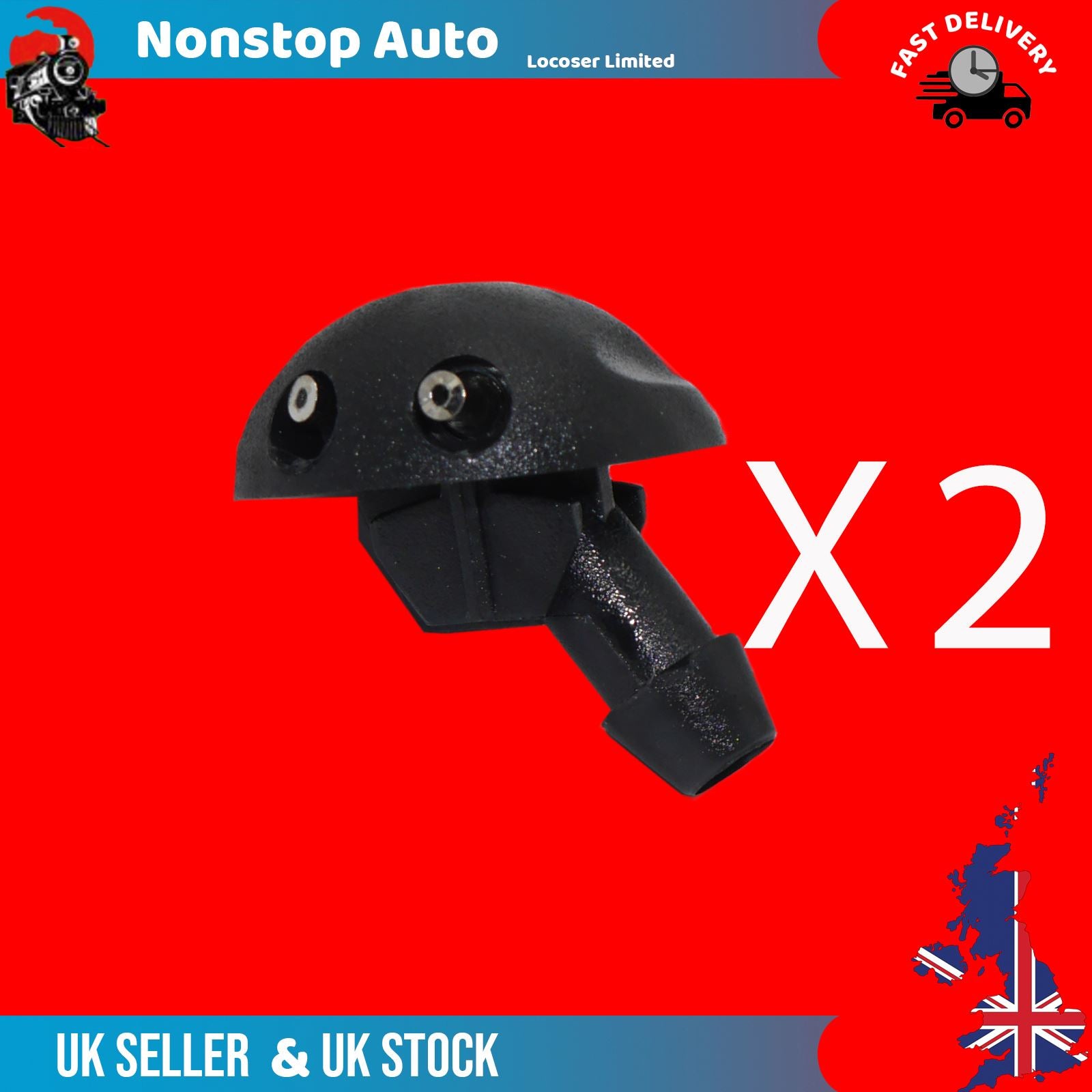 2x Windshield Washer Nozzle Water Spray Jet Fits Dacia Duster Logan Sandero