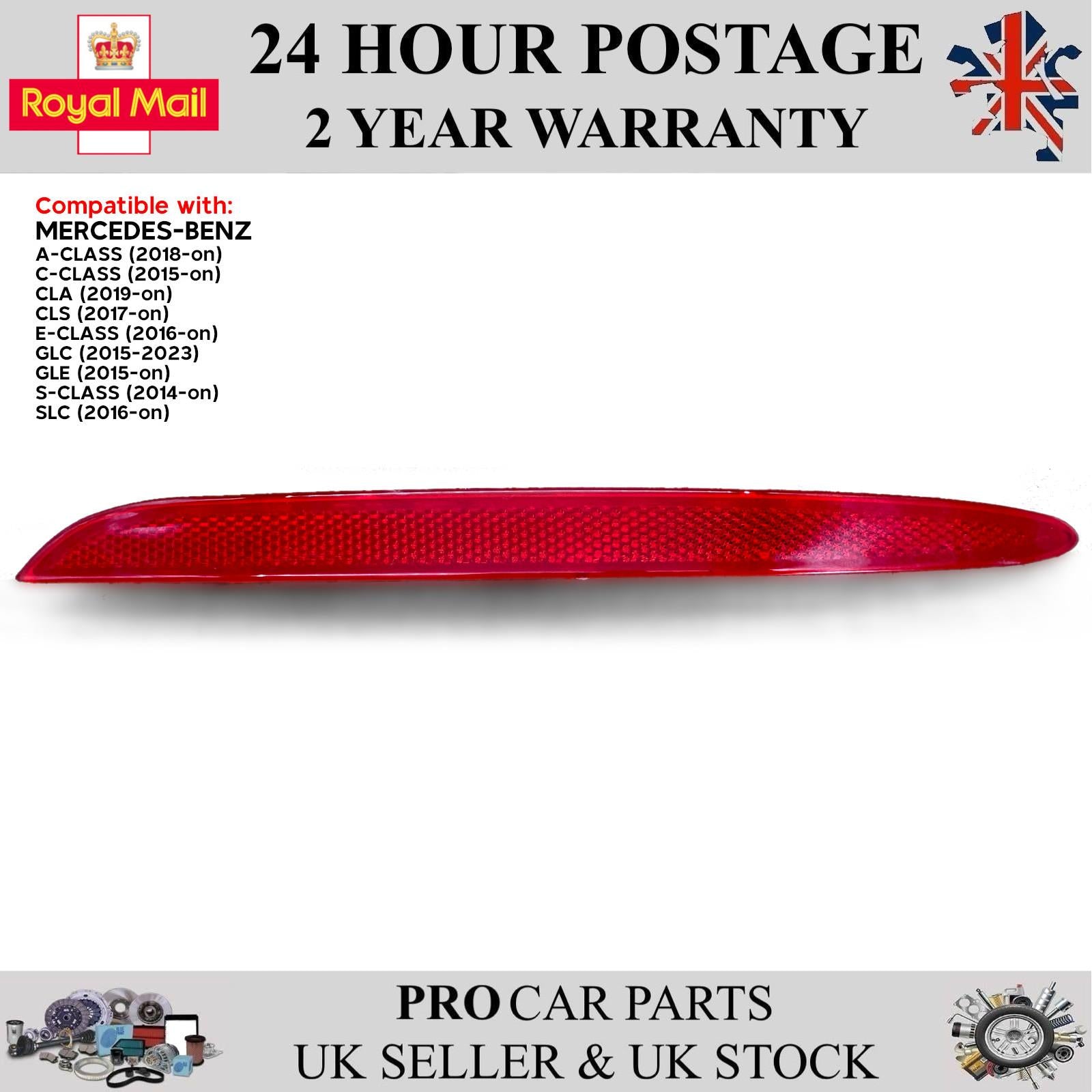 Rear Bumper Reflector Left Side for Mercedes A Class C Class S Class CLA CLS GLC GLE SLC V177 W206 A0998208700