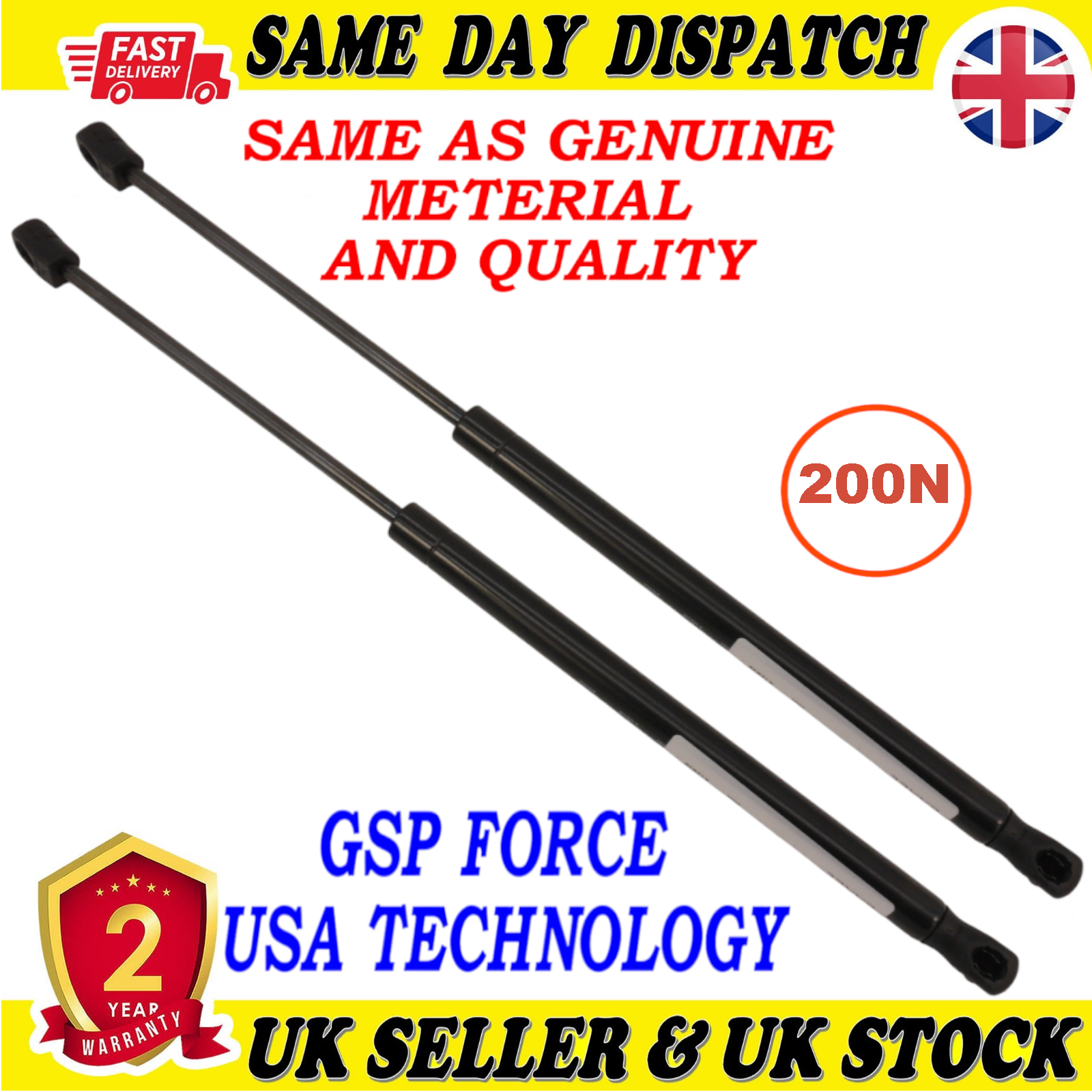 2X TAILGATE BOOT GAS STRUTS 200 Newton FOR FORD KUGA 1496160